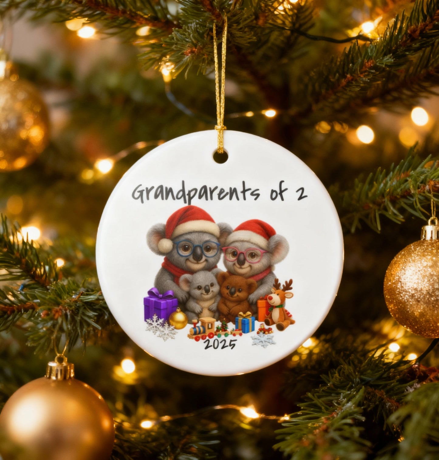 Grandparents of 2 Koala Ornament - Australian Animal Christmas Ornament – 2025 Festive Keepsake