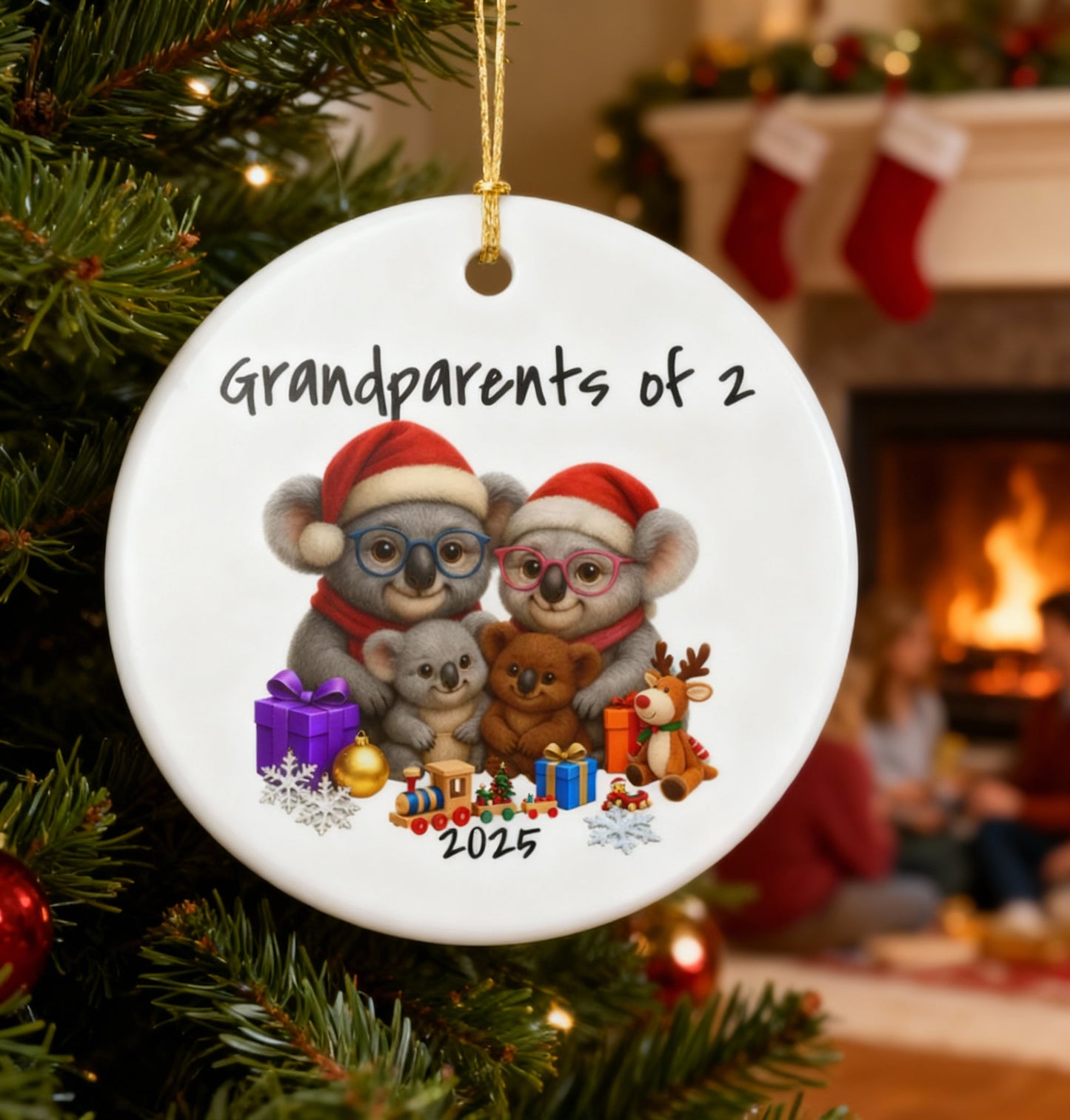 Grandparents of 2 Koala Ornament - Australian Animal Christmas Ornament – 2025 Festive Keepsake