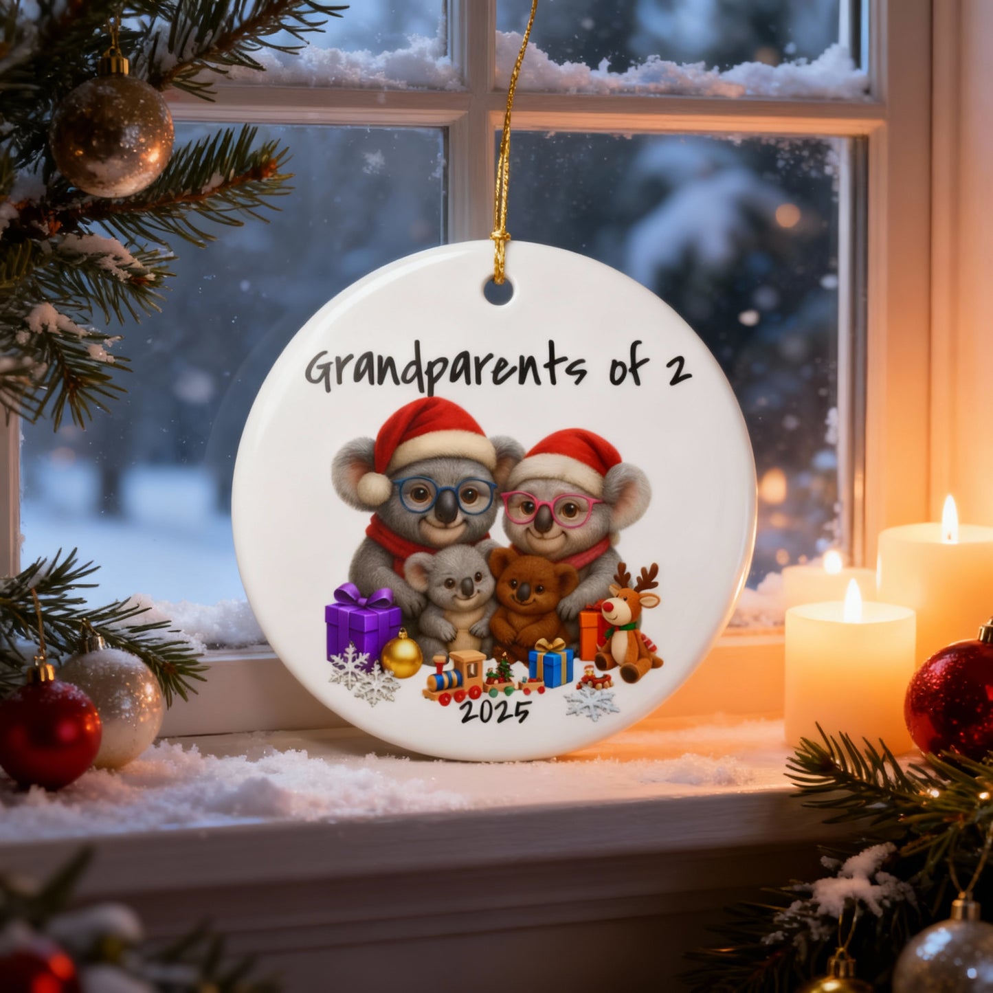 Grandparents of 2 Koala Ornament - Australian Animal Christmas Ornament – 2025 Festive Keepsake