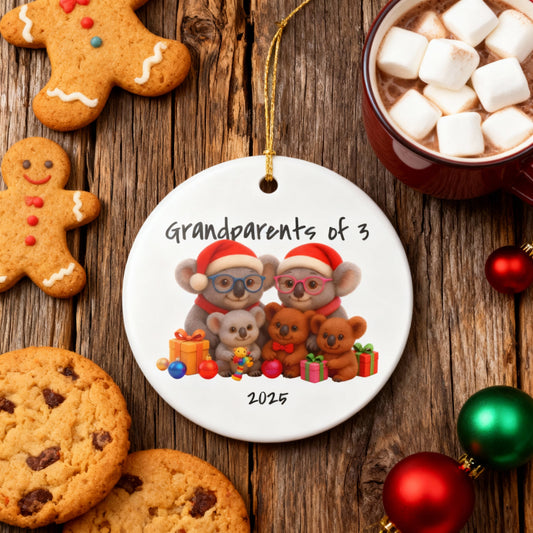 Grandparents of 3 christmas ornament - Koala style | Cute Aussie Wildlife Decoration