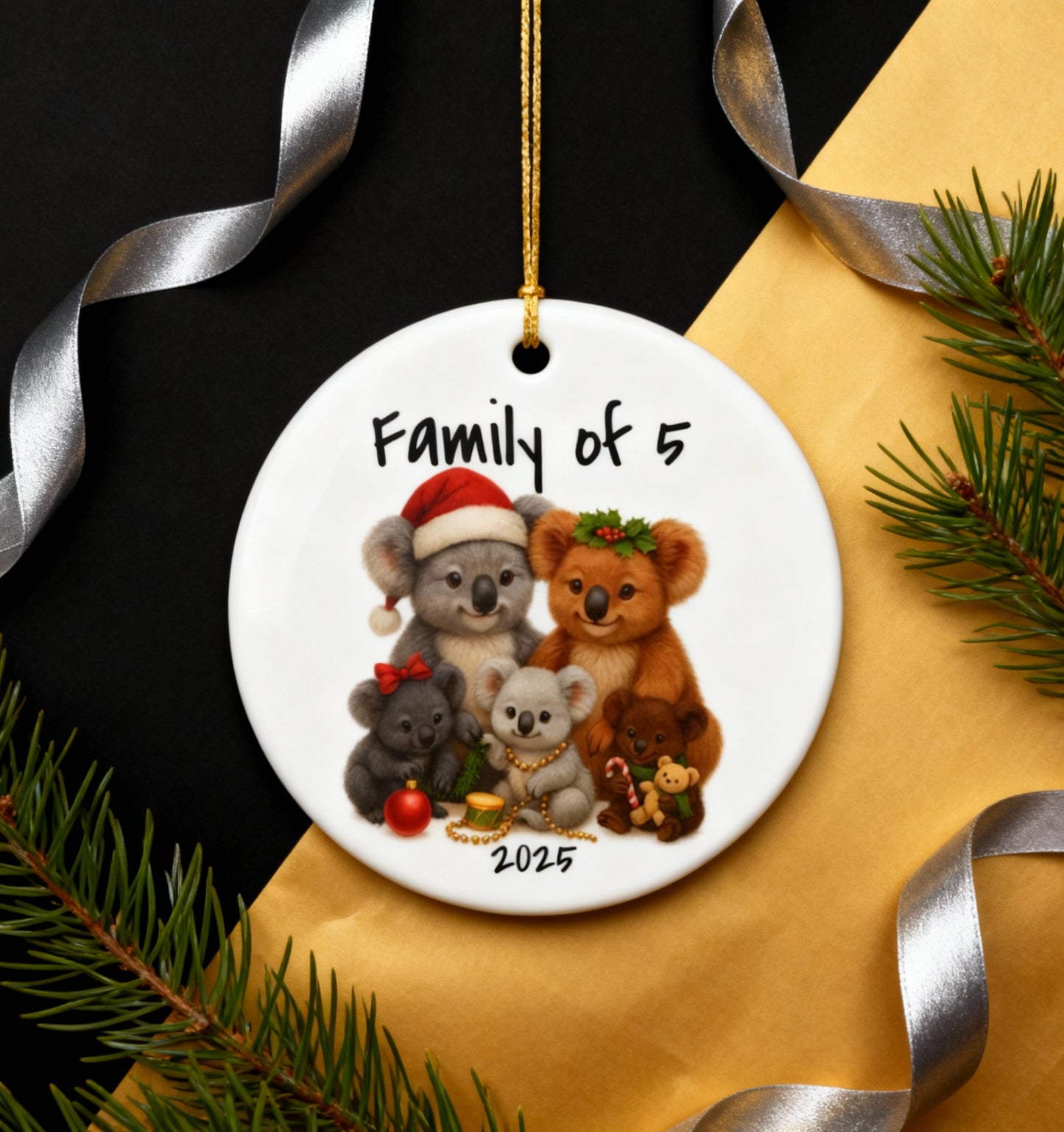 Family of 5 Australian Animal Christmas Ornament – Koala Design – 2025 Festive Keepsake