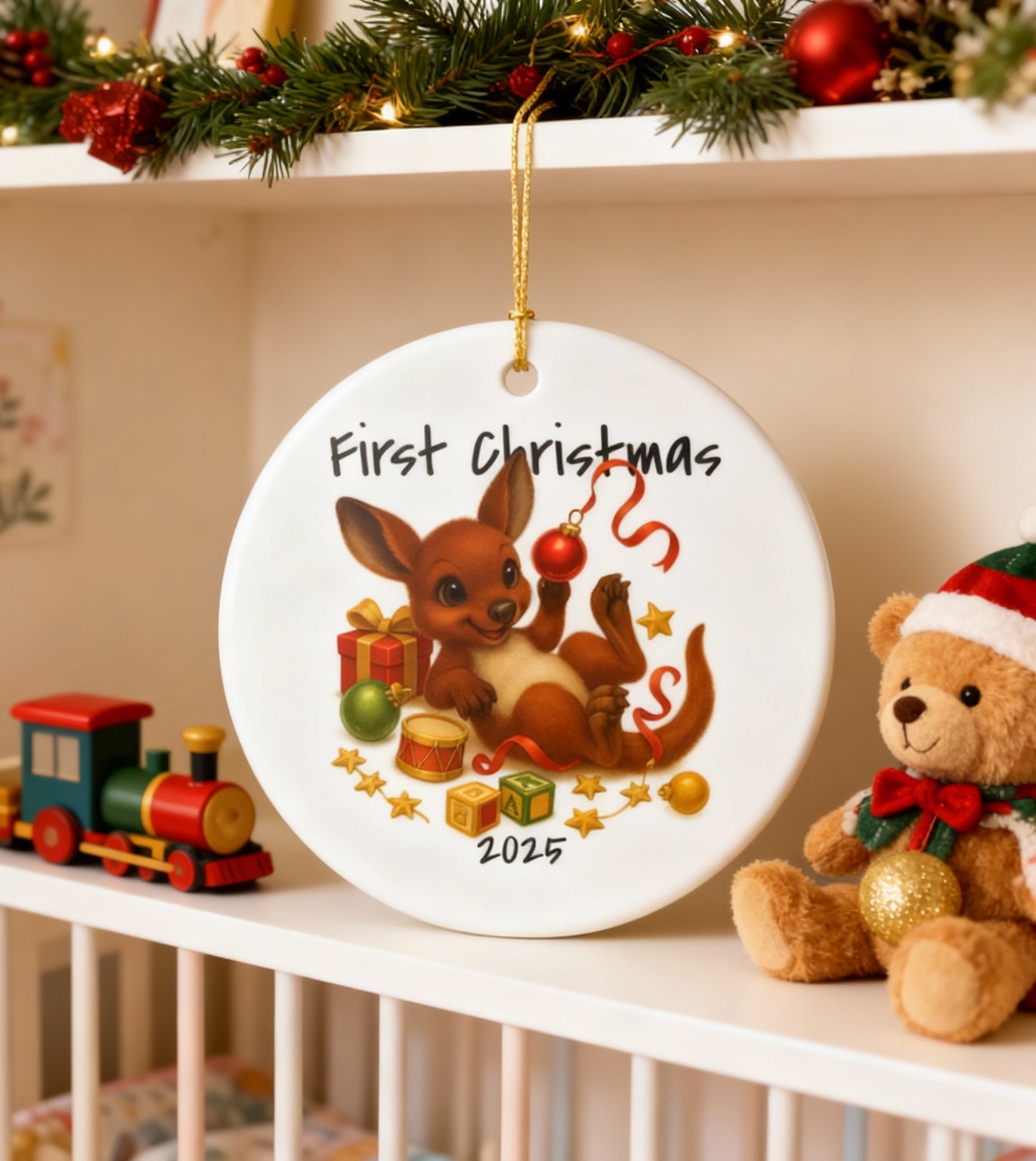 First Christmas Kangaroo 2 - Australian Animal Christmas Ornament – 2025 Festive Keepsake