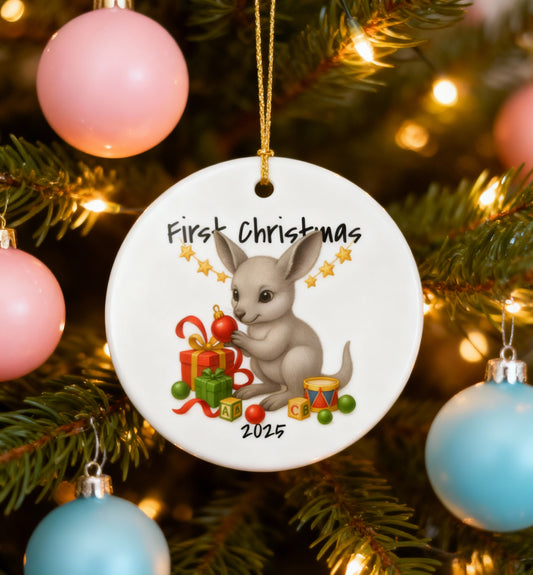 First Christmas Kangaroo 3 - Australian Animal Christmas Ornament – 2025 Festive Keepsake