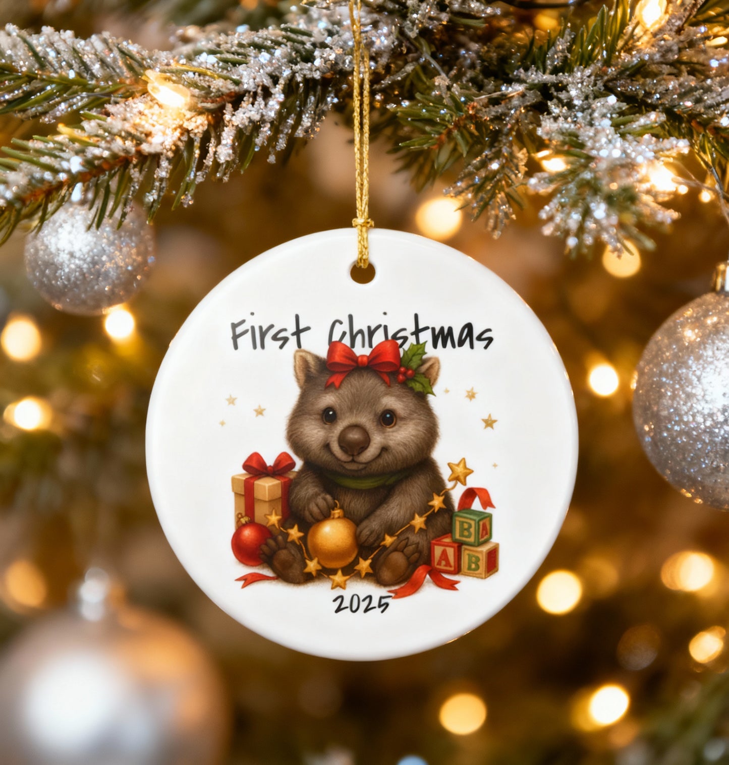 First Christmas Wombat 4 - Australian Animal Christmas Ornament – 2025 Festive Keepsake