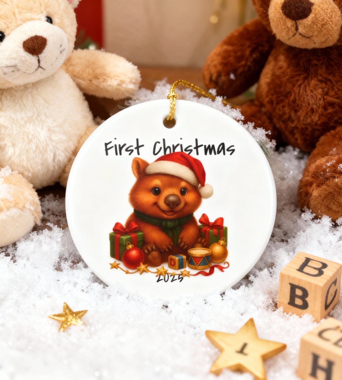 First Christmas Wombat 3 - Australian Animal Christmas Ornament – 2025 Festive Keepsake