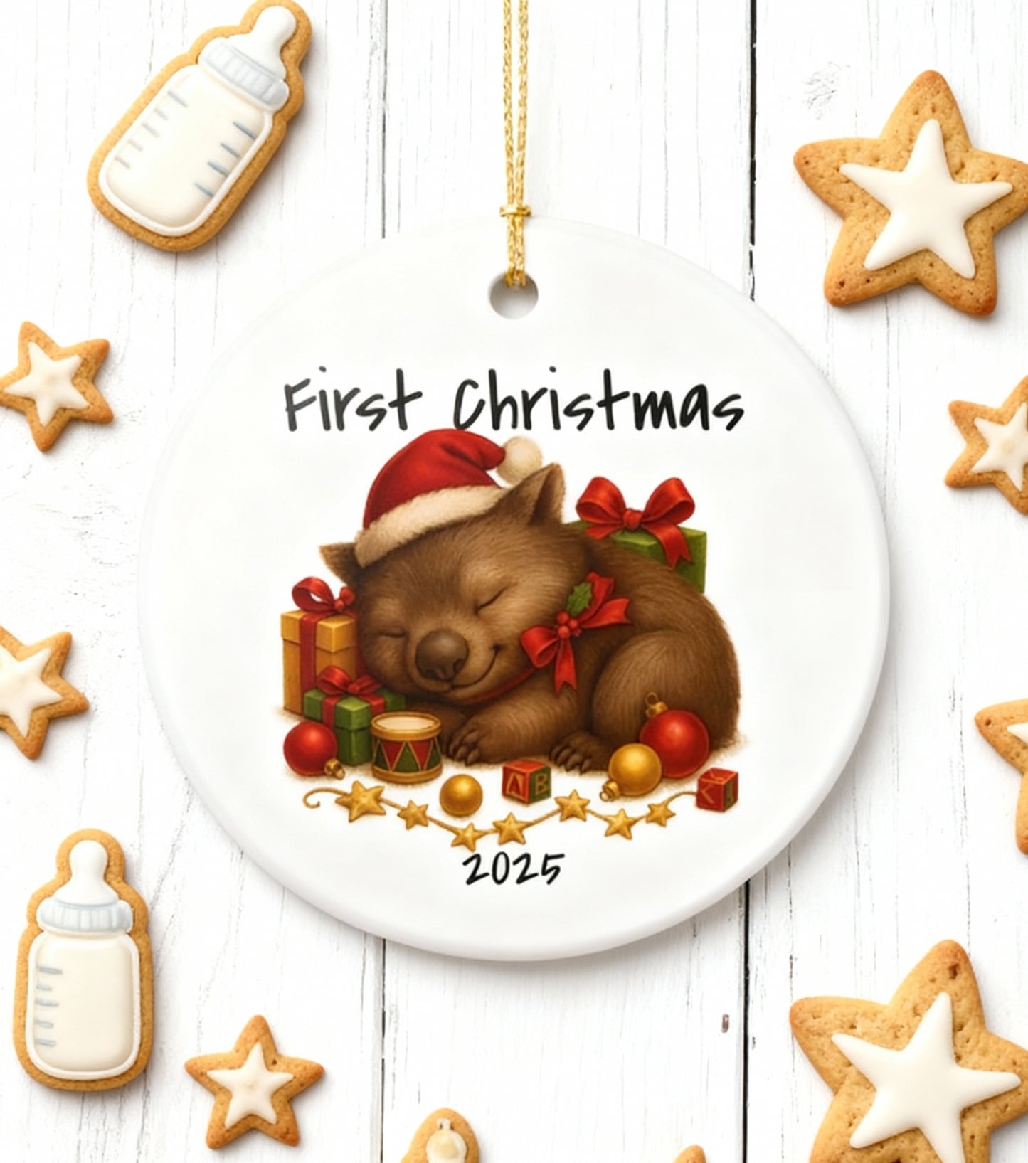 First Christmas Wombat 2 - Australian Animal Christmas Ornament – 2025 Festive Keepsake