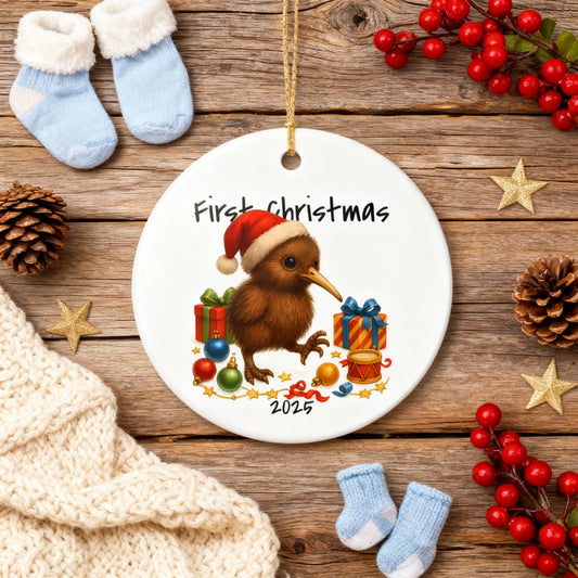 First Christmas Kiwi 2 - New Zealand Animal Christmas Ornament – 2025 Festive Keepsake
