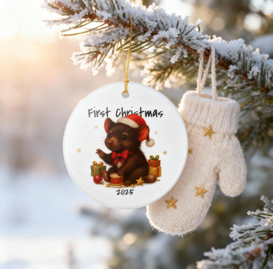 First Christmas Tasmanian Devil 2 - Australian Animal Christmas Ornament – 2025 Festive Keepsake