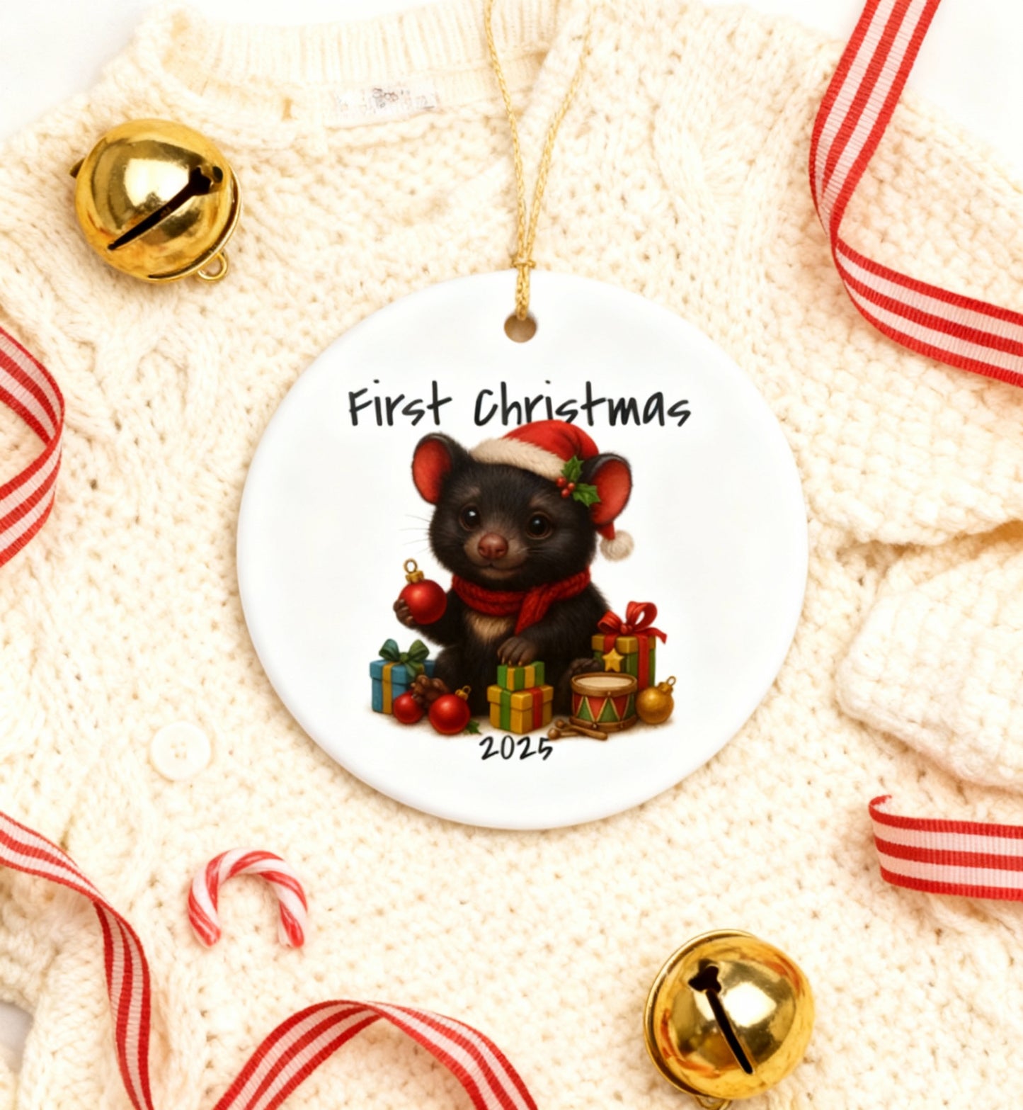 First Christmas Tasmanian Devil 1 - Australian Animal Christmas Ornament – 2025 Festive Keepsake