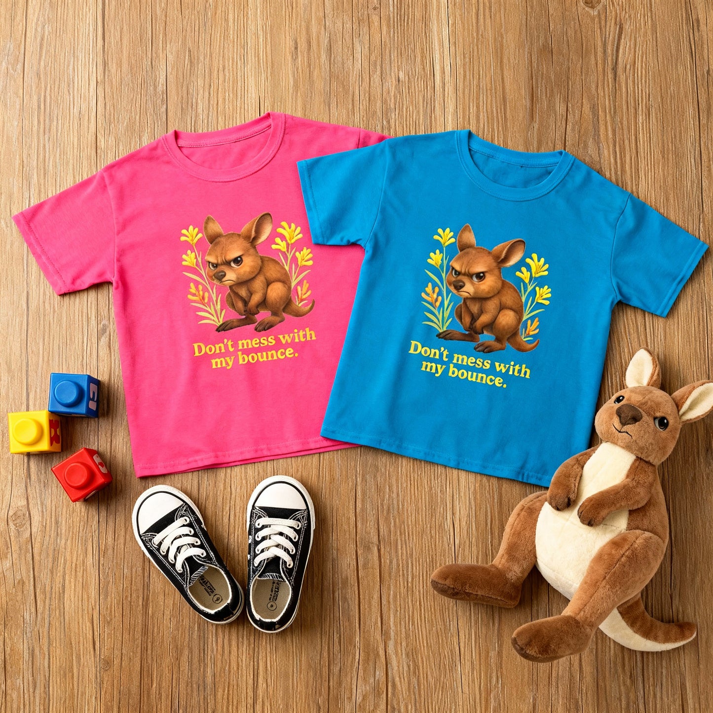 Don’t Mess With My Bounce – Kids T-Shirt | Kangaroo Joey Design | Gumleaf Gang Mischief Makers