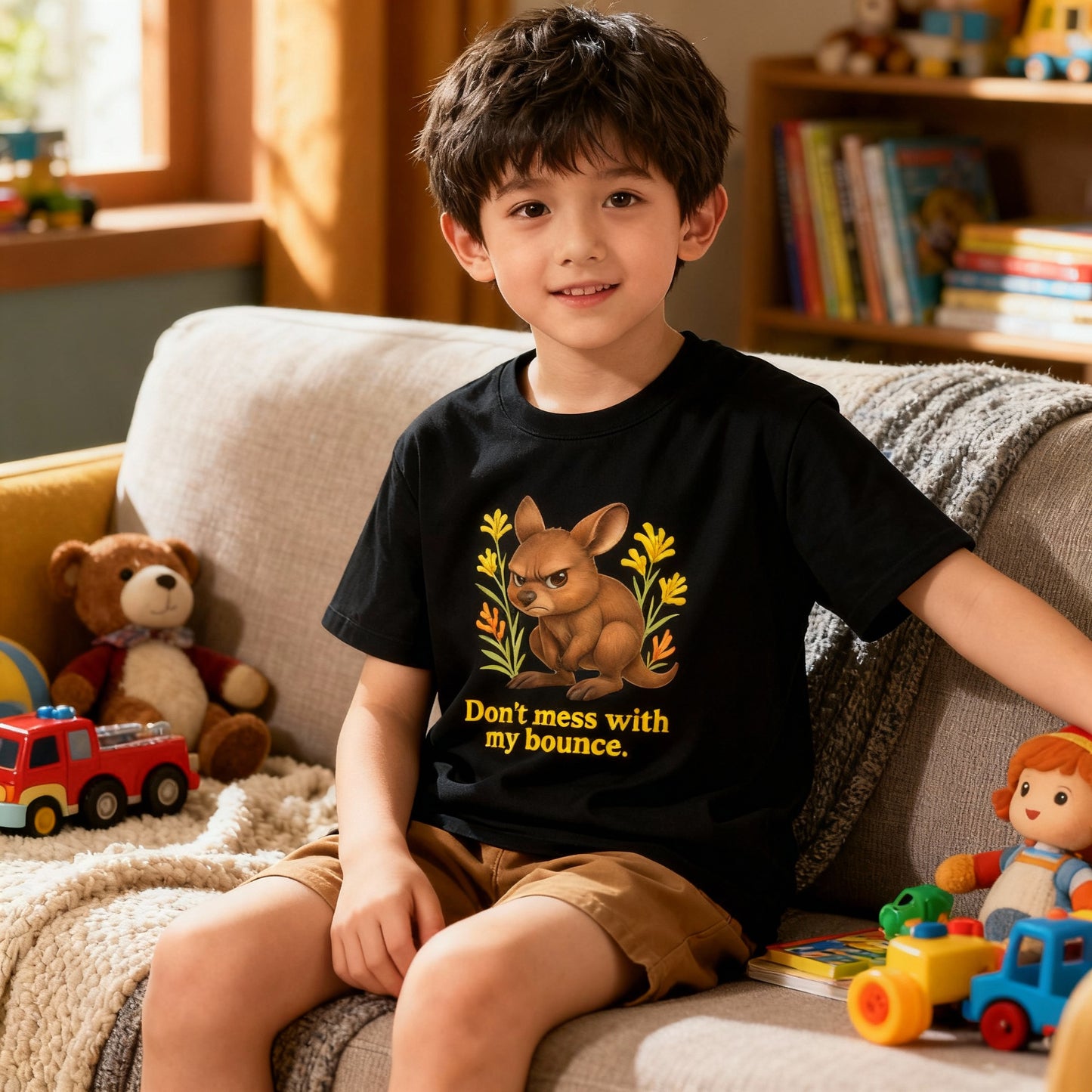 Don’t Mess With My Bounce – Kids T-Shirt | Kangaroo Joey Design | Gumleaf Gang Mischief Makers