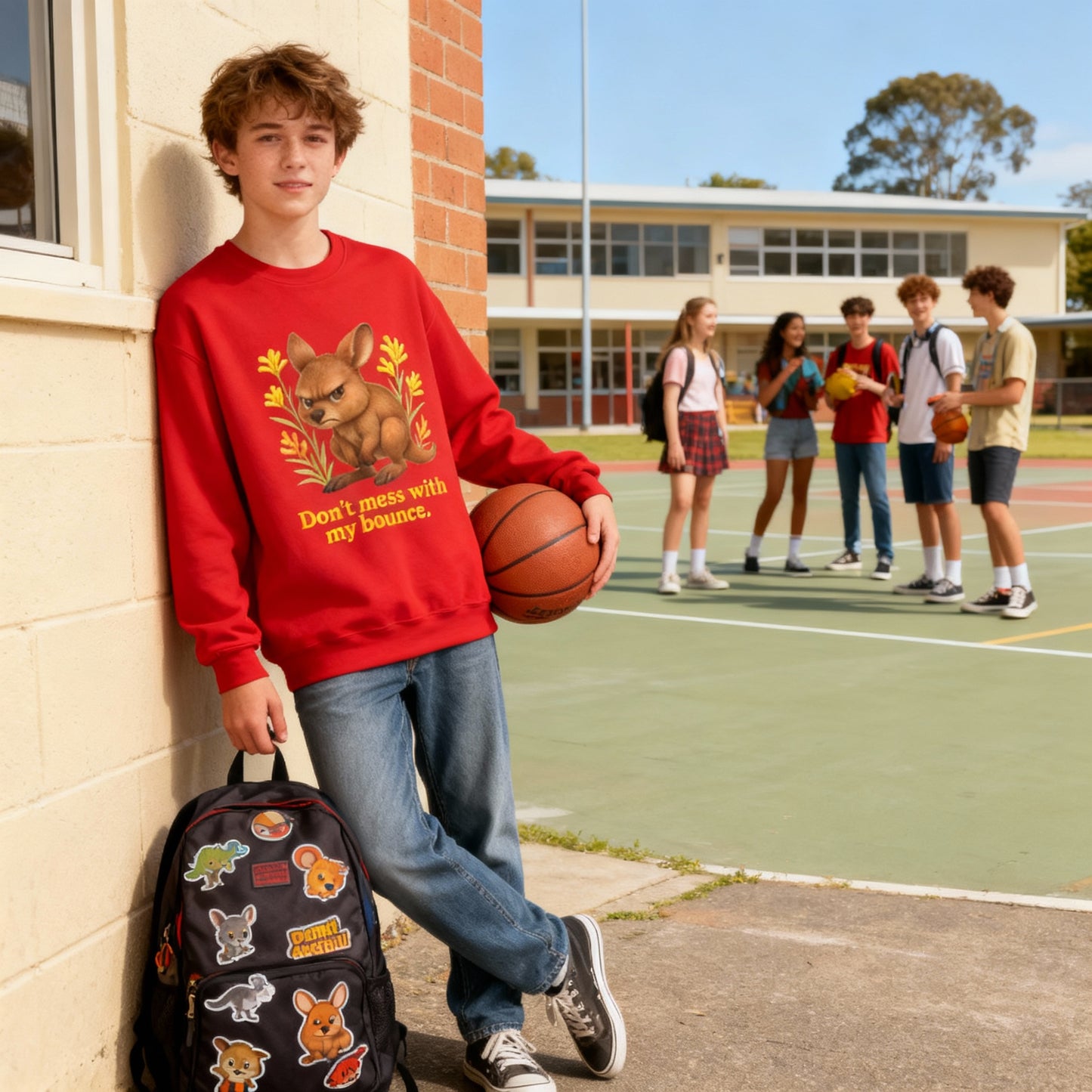 Don’t Mess With My Bounce – Adult Jumper | Kangaroo Joey Design | Gumleaf Gang Mischief Makers