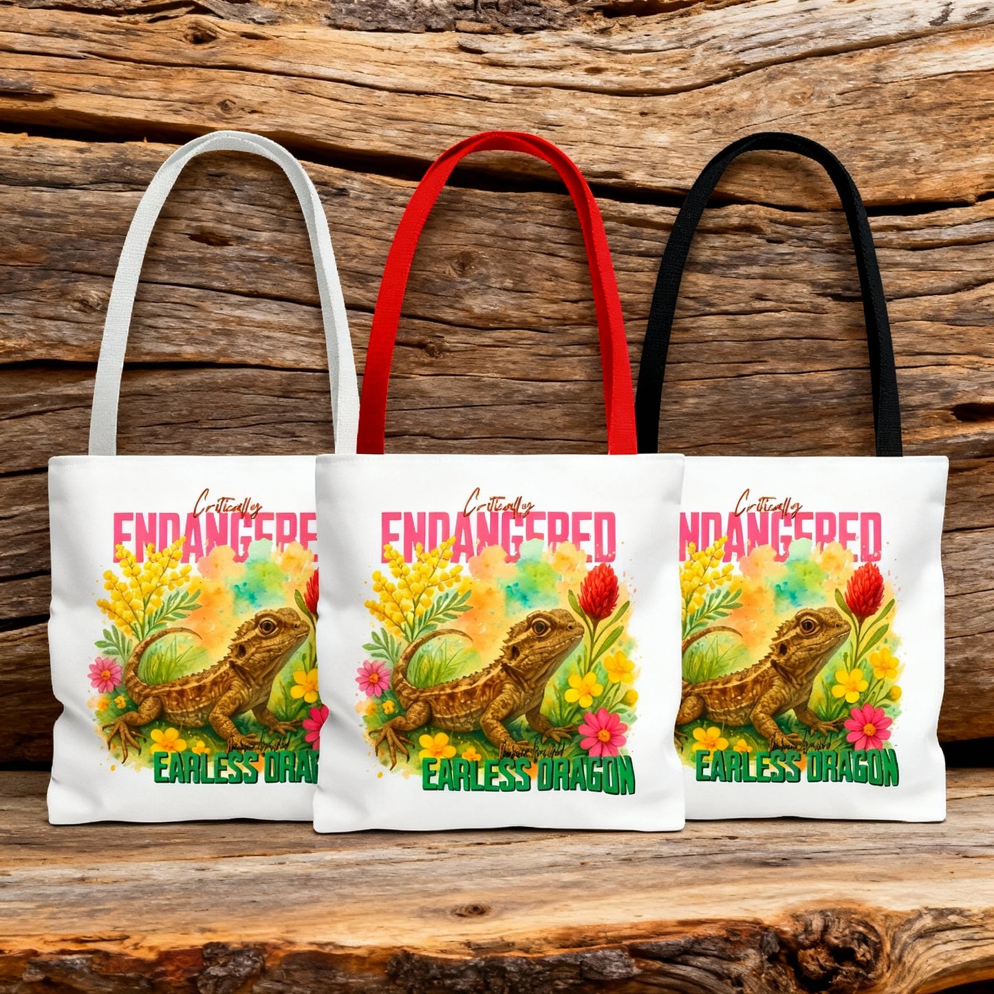 Critically Endangered Canberra Grassland Earless Dragon - Tote Bag – Australian Wildlife Awareness