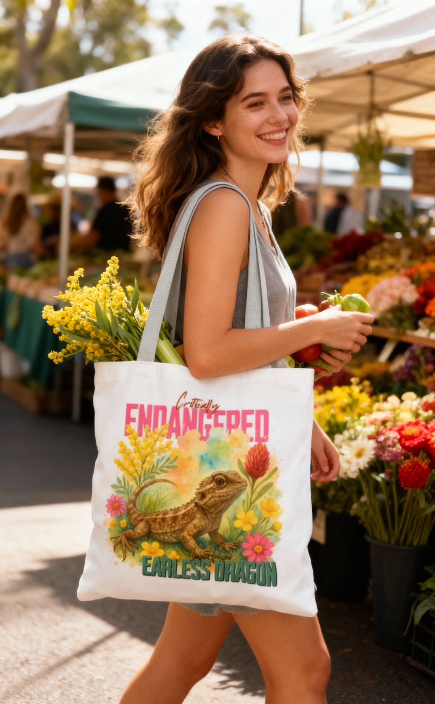 Critically Endangered Canberra Grassland Earless Dragon - Tote Bag – Australian Wildlife Awareness