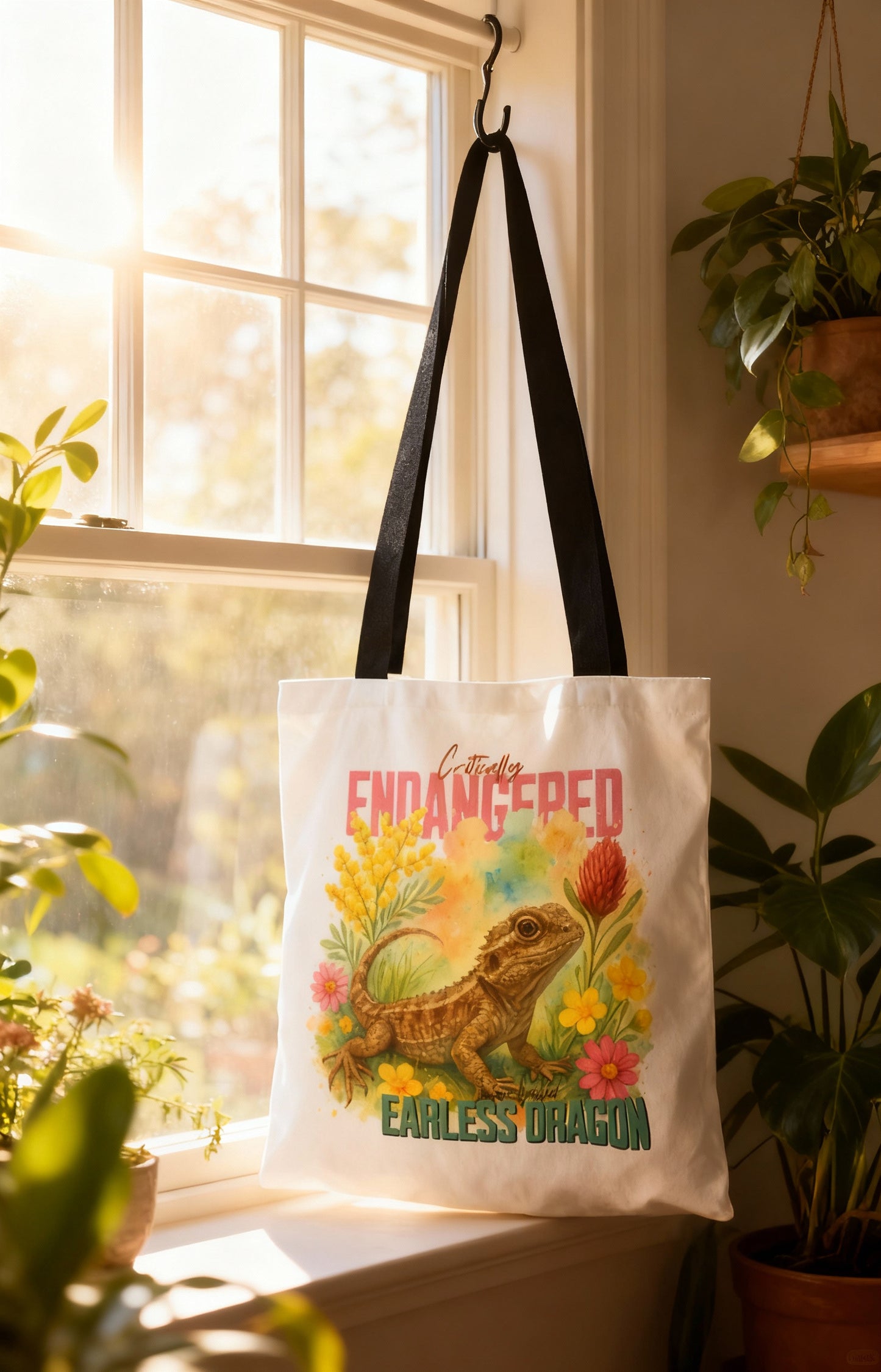 Critically Endangered Canberra Grassland Earless Dragon - Tote Bag – Australian Wildlife Awareness