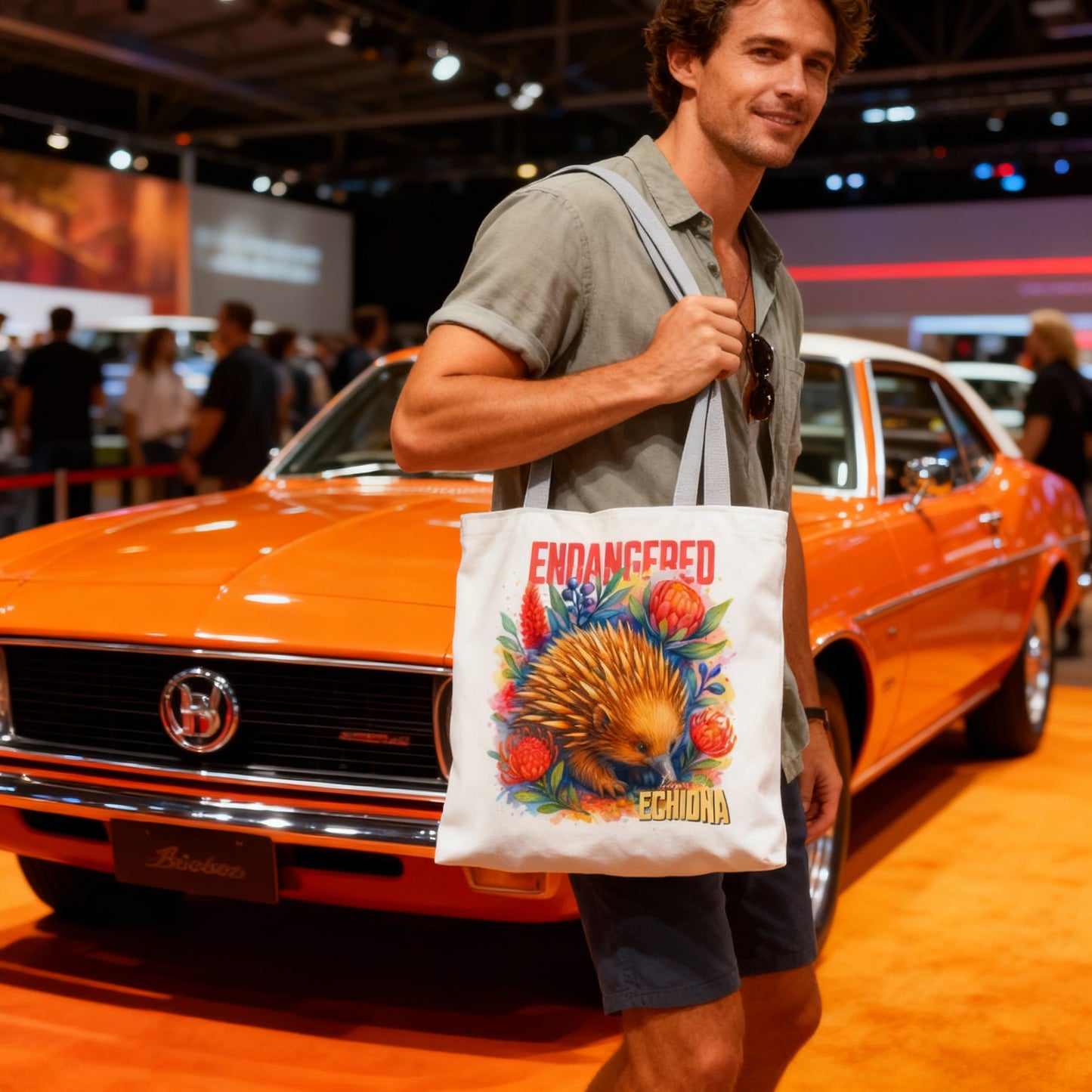 Endangered Kangaroo Island Echidna – Tote Bag | Australian Wildlife Conservation Design | Waratah and Wood Hearts and Habitats