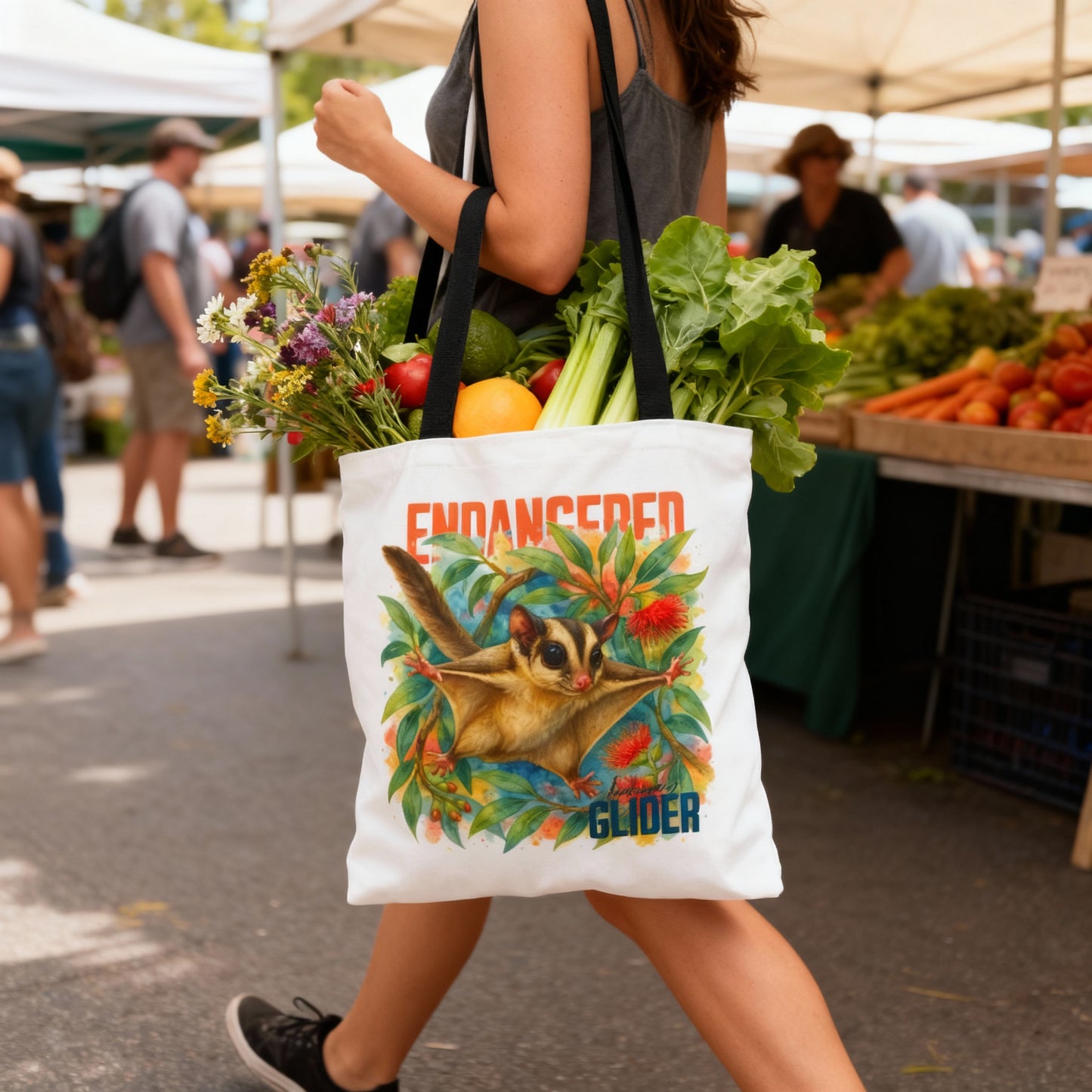 Endangered Mahogany Glider – Tote Bag | Australian Wildlife Conservation Design | Waratah and Wood Hearts and Habitats