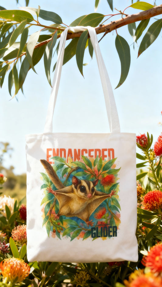 Endangered Mahogany Glider – Tote Bag | Australian Wildlife Conservation Design | Waratah and Wood Hearts and Habitats