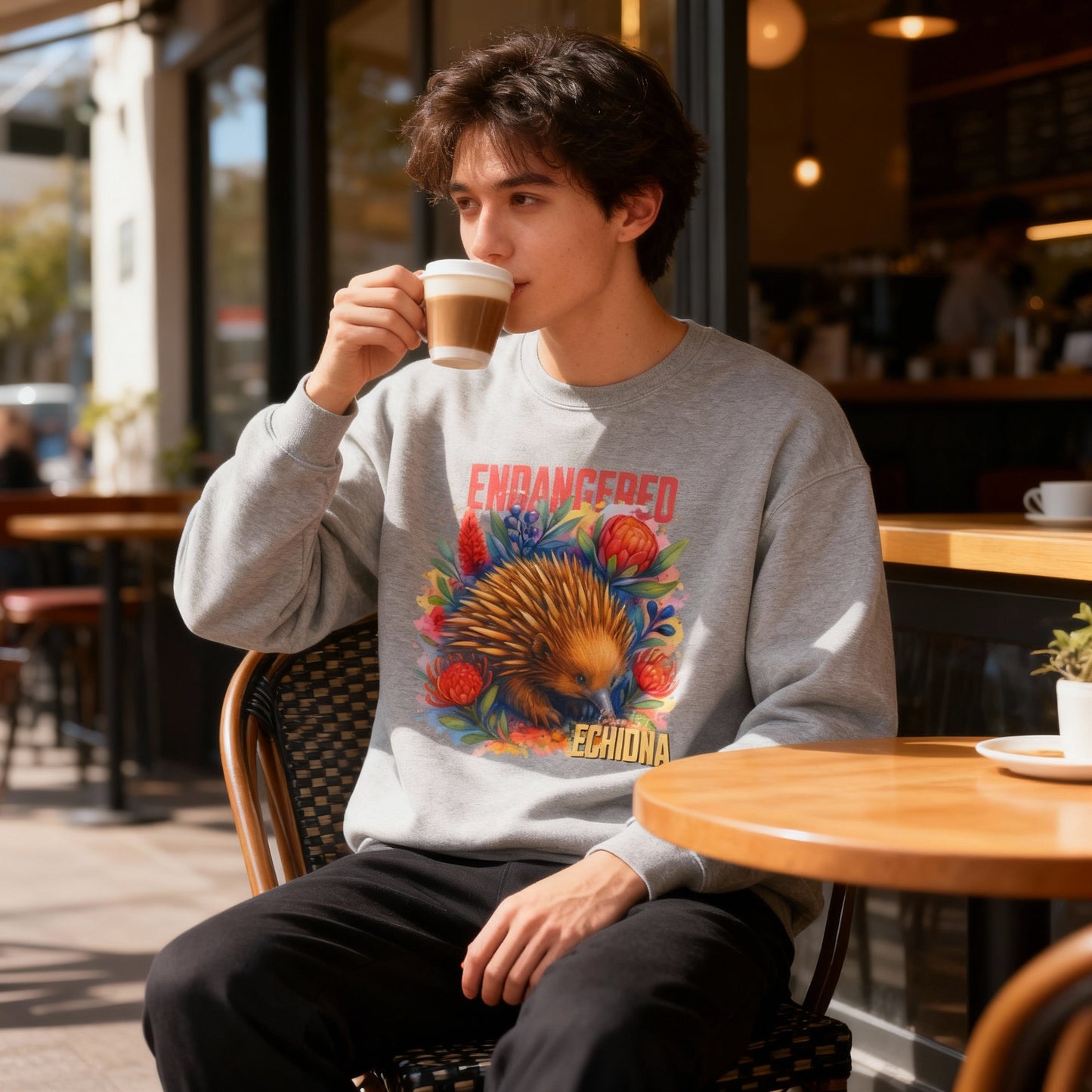 Endangered Kangaroo Island Echidna – Adult Sweatshirt | Australian Wildlife Conservation Design | Waratah and Wood Hearts and Habitats