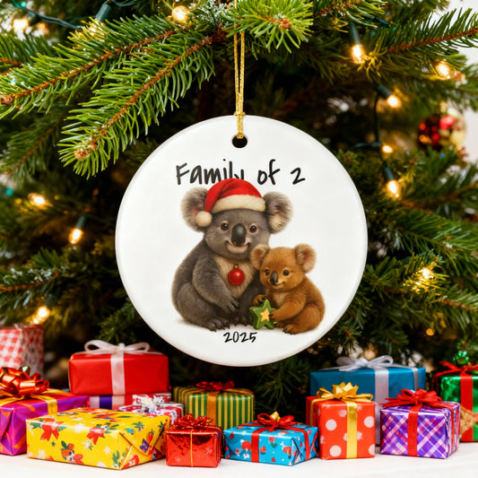 Single Parent Family of 2 Australian Animal Christmas Ornament – Koala Design – 2025 Festive Keepsake