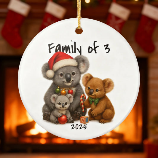 Single Parent Family of 3 Australian Animal Christmas Ornament – Koala Design – 2025 Festive Keepsake