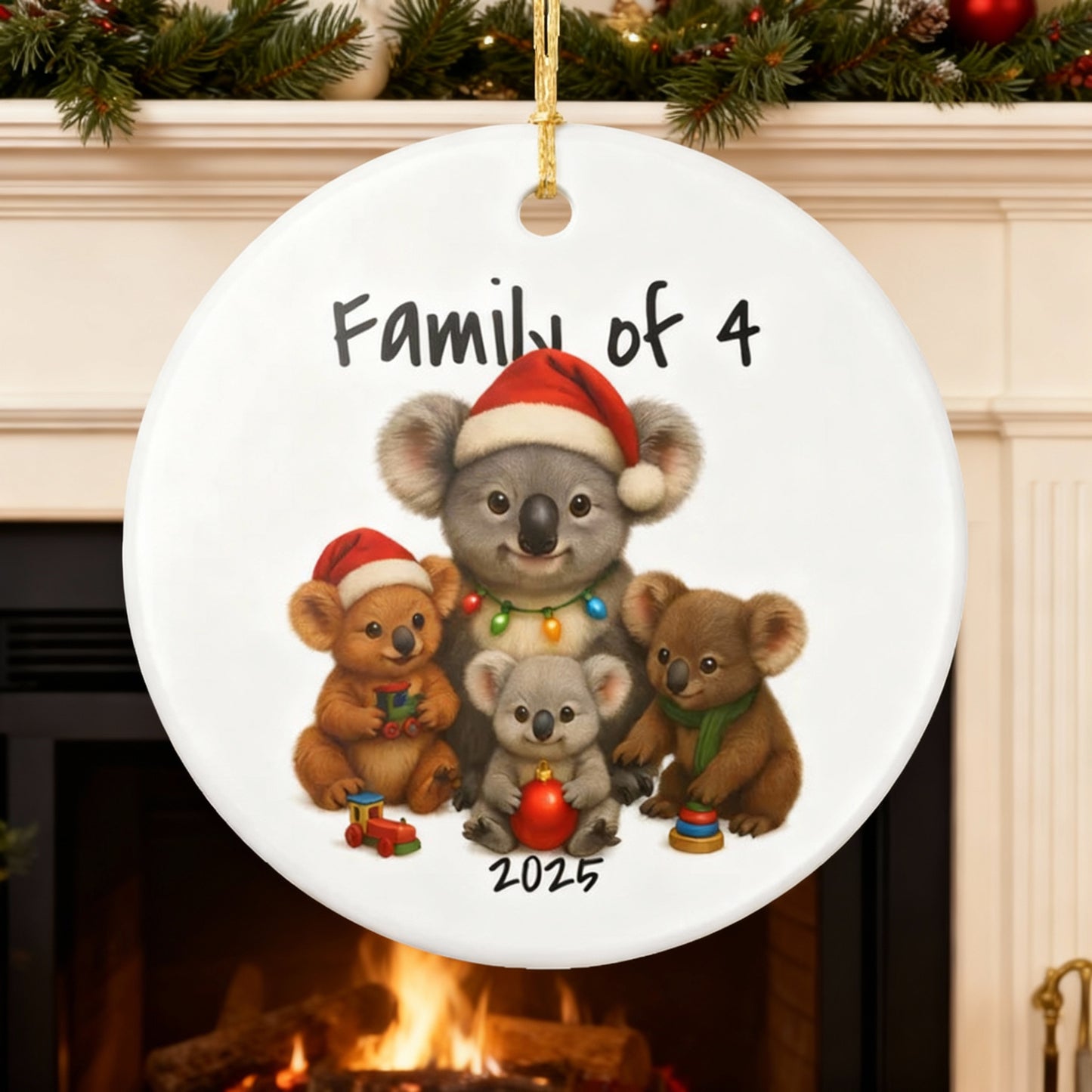 Single Parent Family of 4 Australian Animal Christmas Ornament – Koala Design – 2025 Festive Keepsake