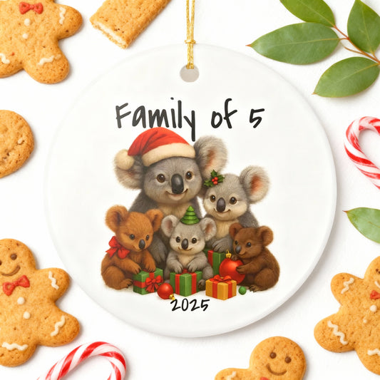 Single Parent Family of 5 Australian Animal Christmas Ornament – Koala Design – 2025 Festive Keepsake