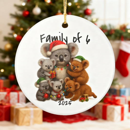 Single Parent Family of 6 Australian Animal Christmas Ornament – Koala Design – 2025 Festive Keepsake