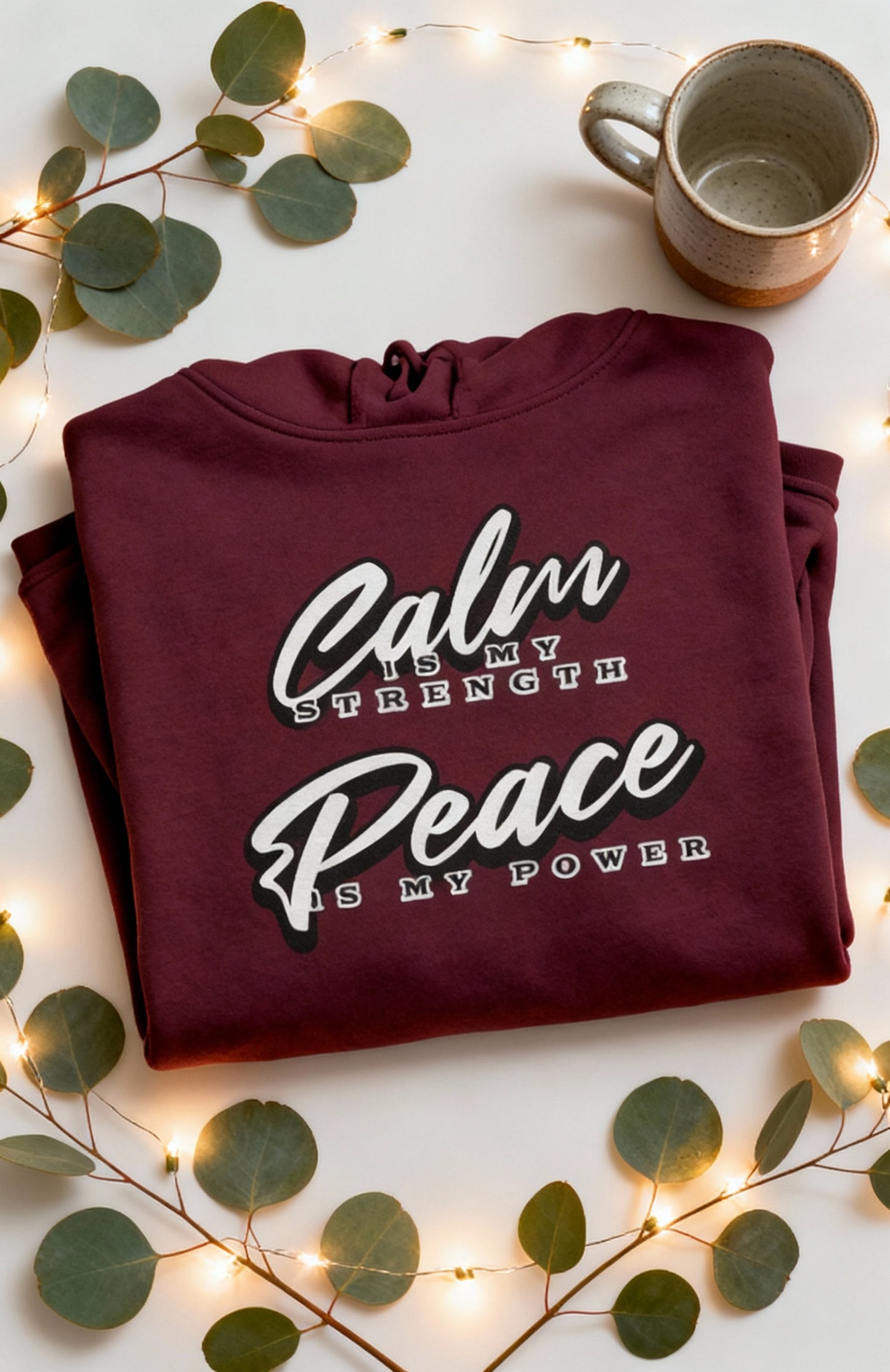 Steady as Stone – Root Chakra Affirmation Adult Hoodie | Calm Is My Strength, Peace Is My Power | Waratah and Wood Global Collection