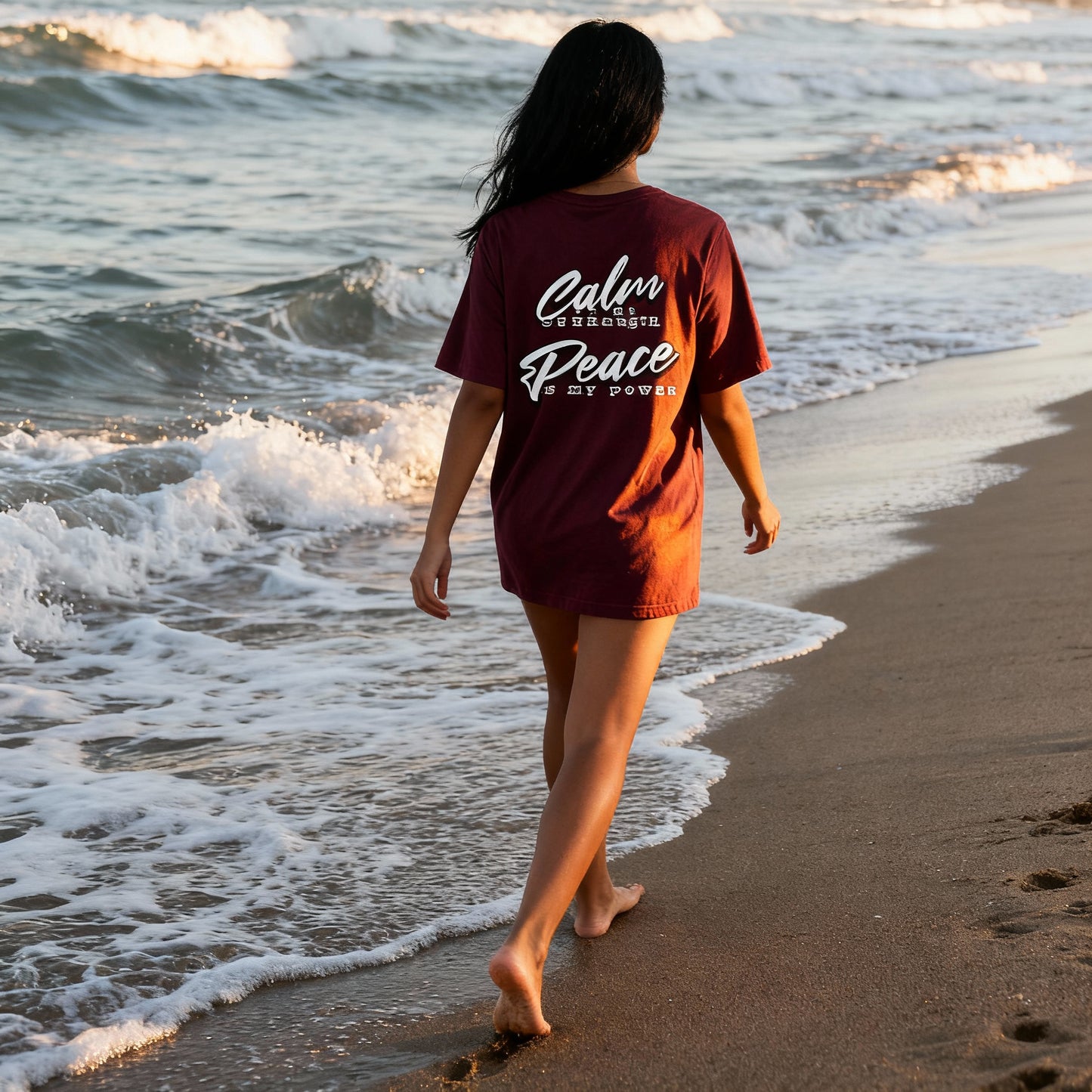 Steady as Stone – Root Chakra Affirmation Adult T-Shirt | Calm Is My Strength, Peace Is My Power | Waratah and Wood Global Collection