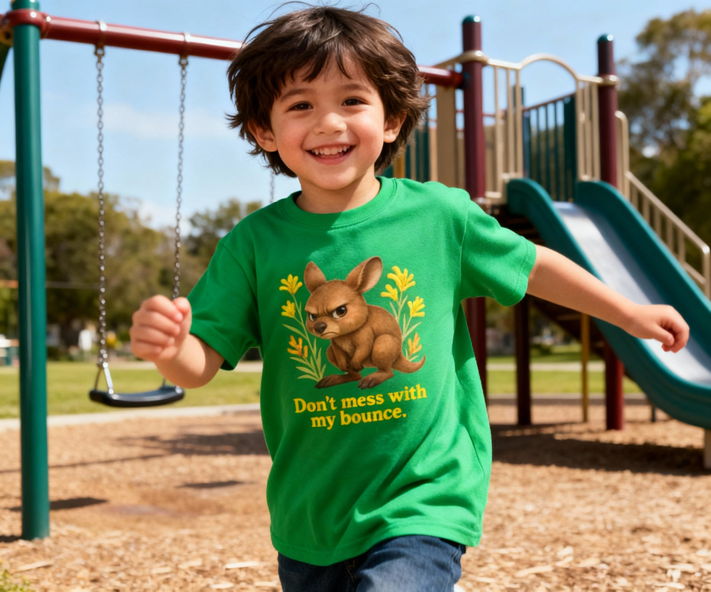 Don’t Mess With My Bounce – Toddler T-Shirt | Kangaroo Joey Design | Gumleaf Gang Mischief Makers