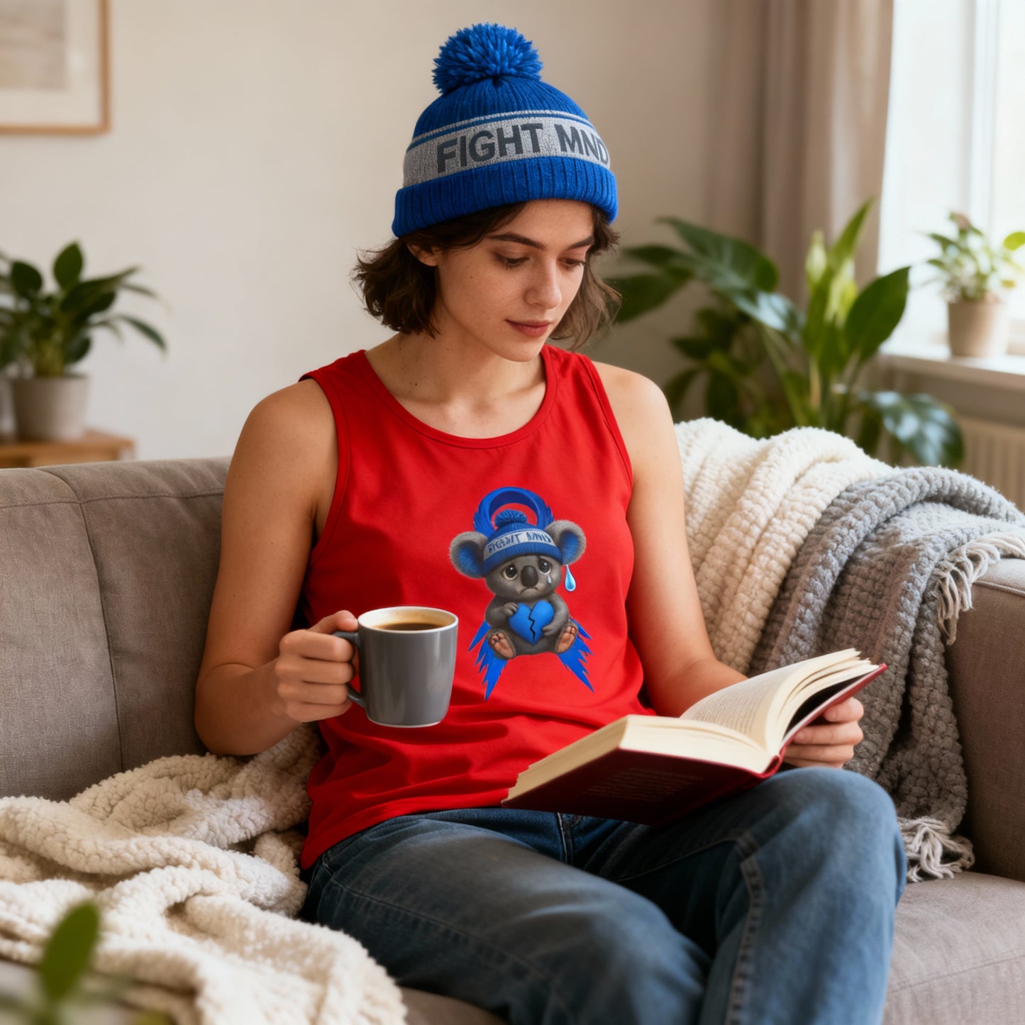 MND Awareness Koala – Adult Tank Top | Support Motor Neurone Disease Research | Waratah and Wood Comfort and Courage Collection