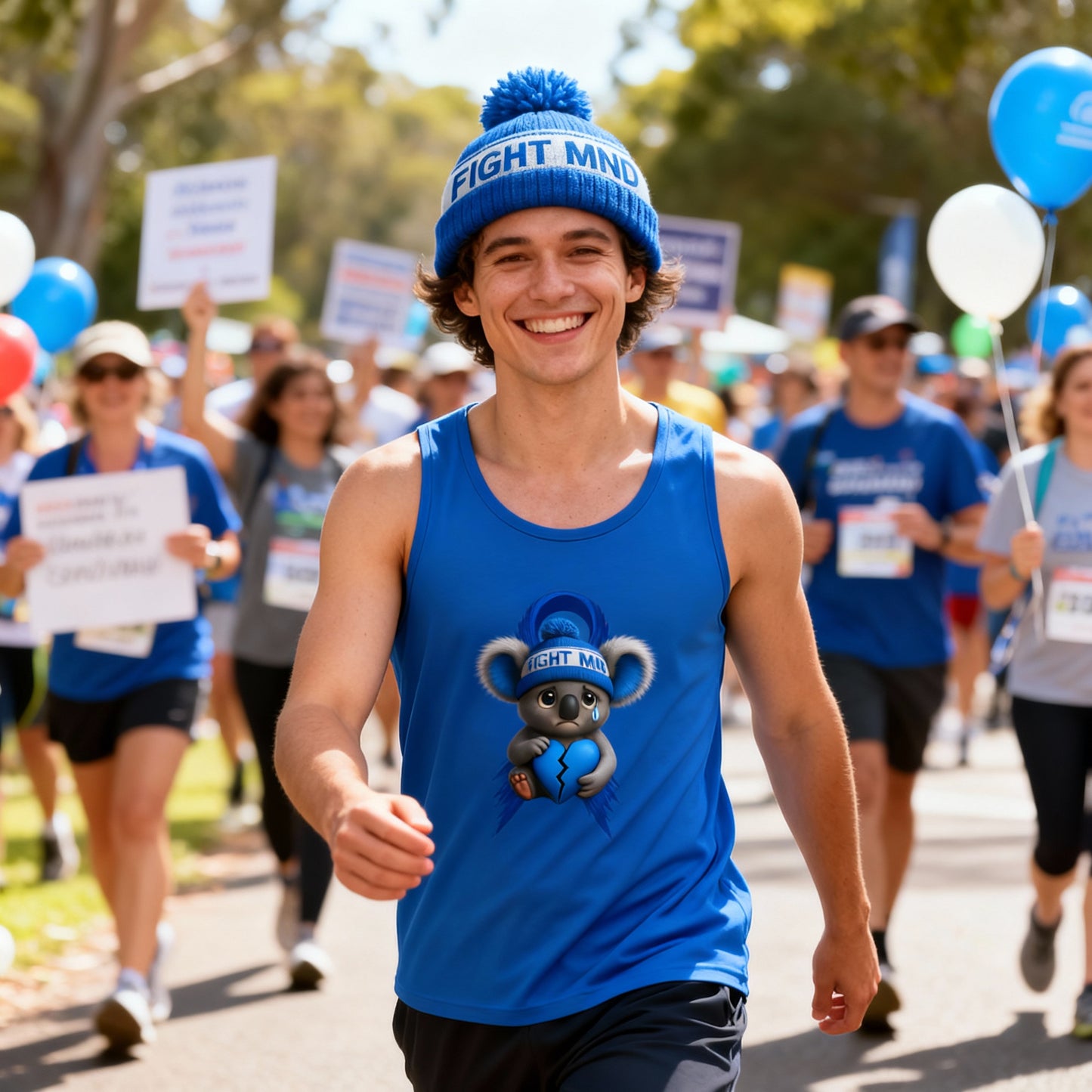 MND Awareness Koala – Adult Tank Top | Support Motor Neurone Disease Research | Waratah and Wood Comfort and Courage Collection