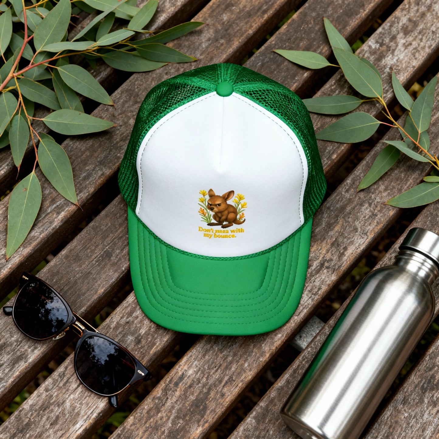Don’t Mess With My Bounce – Trucker Cap | Kangaroo Joey Design | Gumleaf Gang Mischief Makers