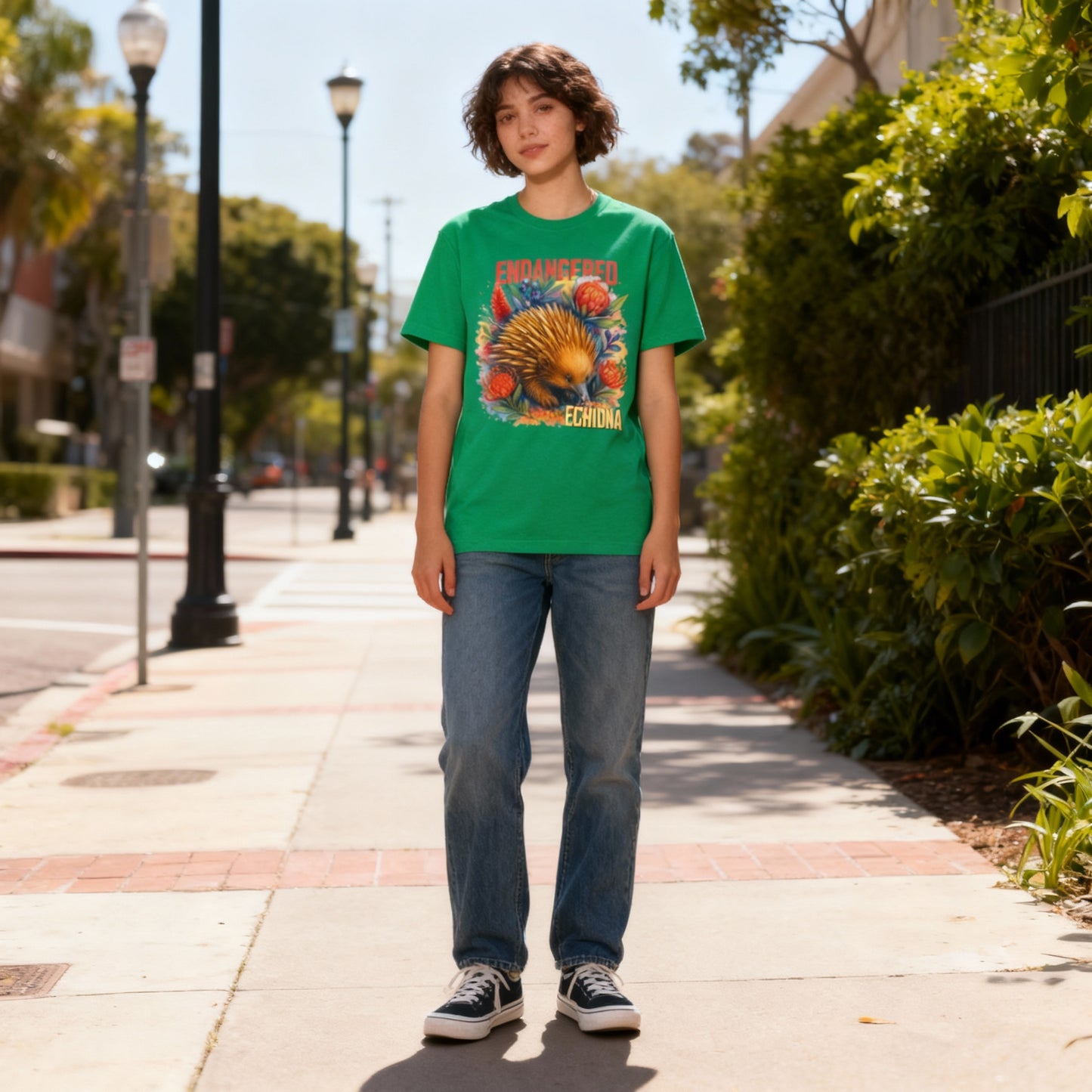 Endangered Kangaroo Island Echidna – Adult T-Shirt | Australian Wildlife Conservation Design | Waratah and Wood Hearts and Habitats