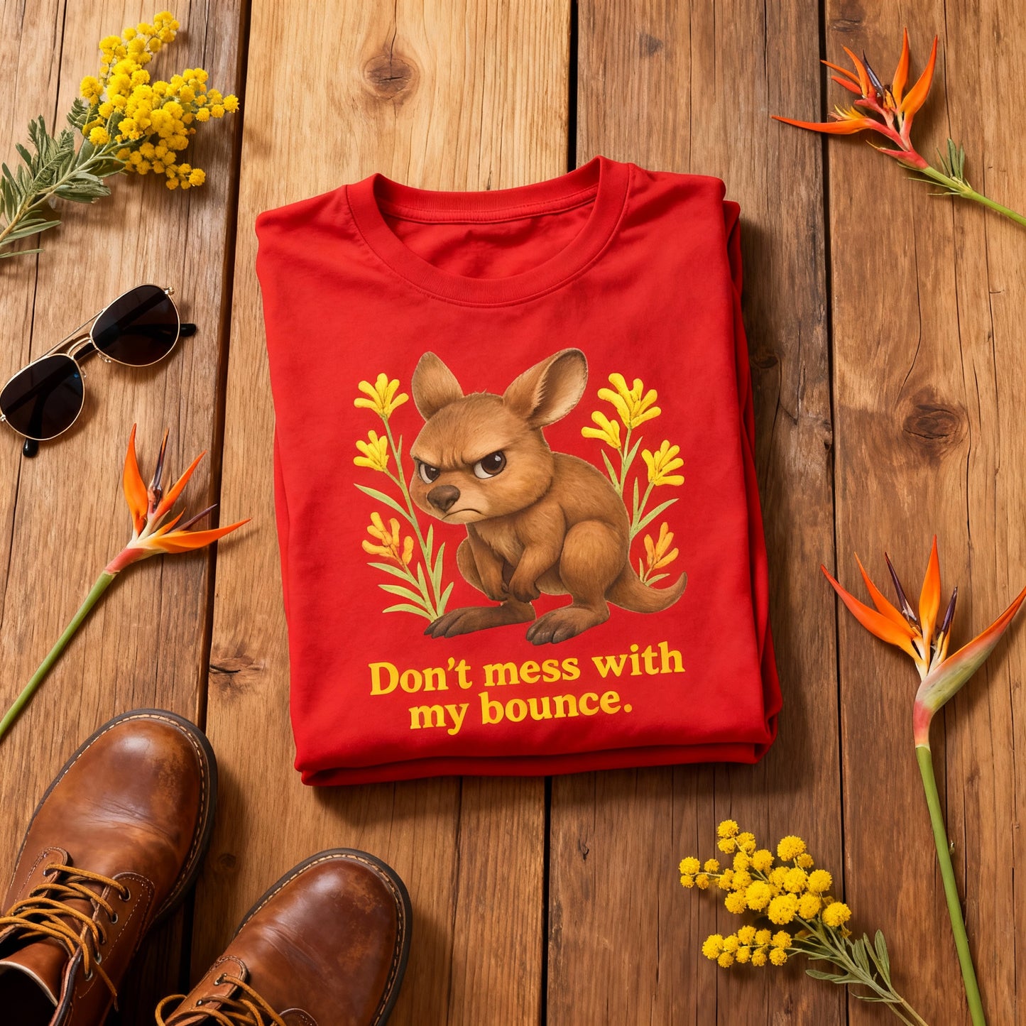 Don’t Mess With My Bounce – Adult T-Shirt | Kangaroo Joey Design | Gumleaf Gang Mischief Makers