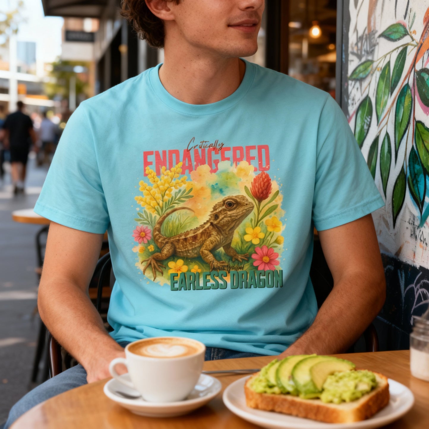 Critically Endangered Canberra Grassland Earless Dragon - Adult T-Shirt – Australian Wildlife Awareness