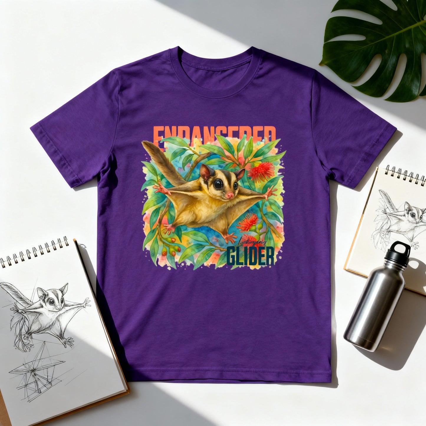Endangered Mahogany Glider – Adult T-Shirt | Australian Wildlife Conservation Design | Waratah and Wood Hearts and Habitats