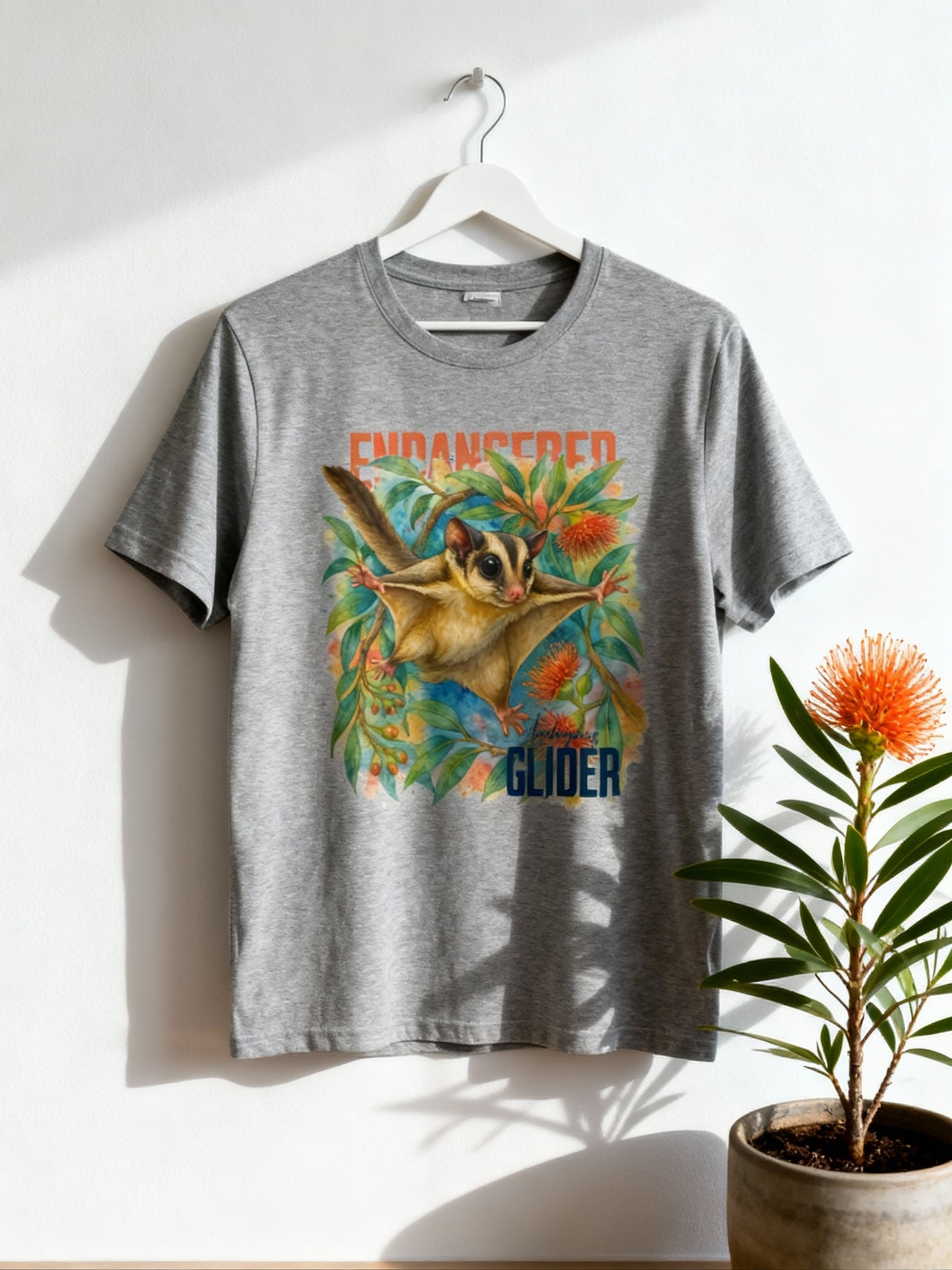 Endangered Mahogany Glider – Adult T-Shirt | Australian Wildlife Conservation Design | Waratah and Wood Hearts and Habitats
