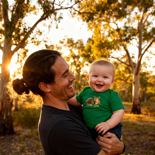 Cuddle Crew - Baby T-Shirt | Kangaroo and Echidna Australian Wildlife Design | Gumleaf Gang Bushland Bonds