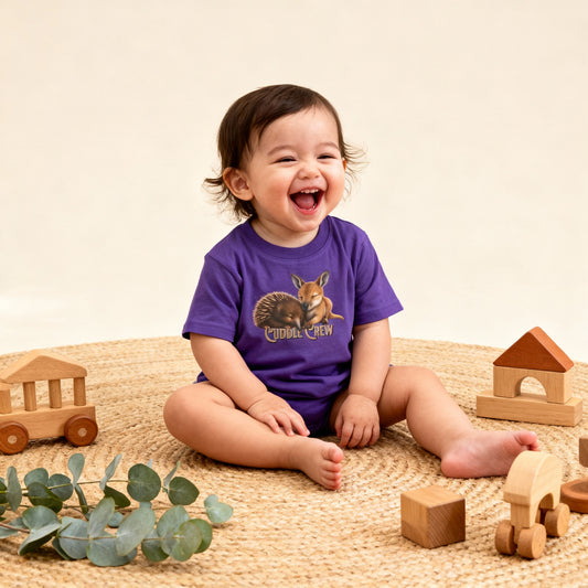 Cuddle Crew - Toddler T-Shirt | Kangaroo and Echidna Australian Wildlife Design | Gumleaf Gang Bushland Bonds