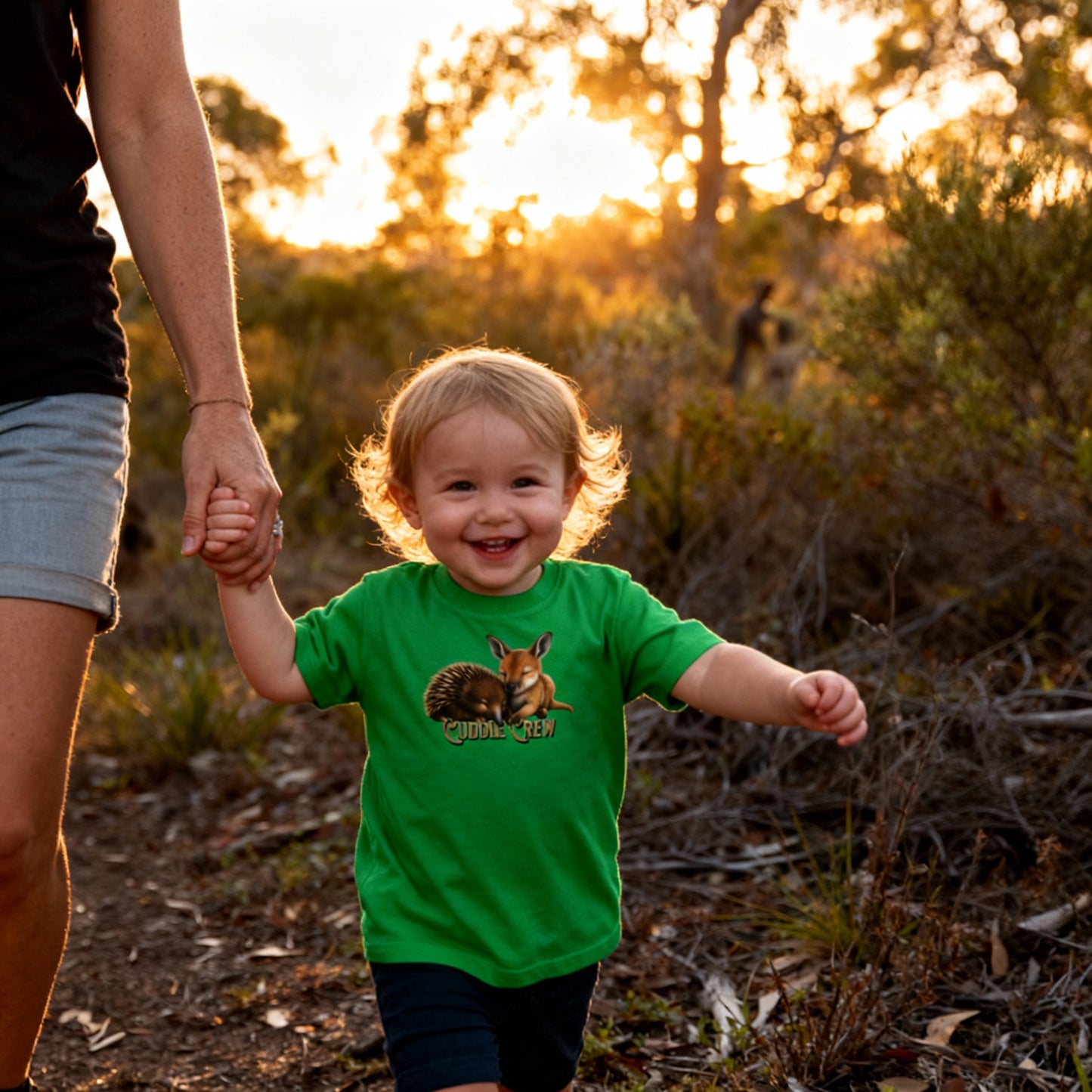 Cuddle Crew - Toddler T-Shirt | Kangaroo and Echidna Australian Wildlife Design | Gumleaf Gang Bushland Bonds