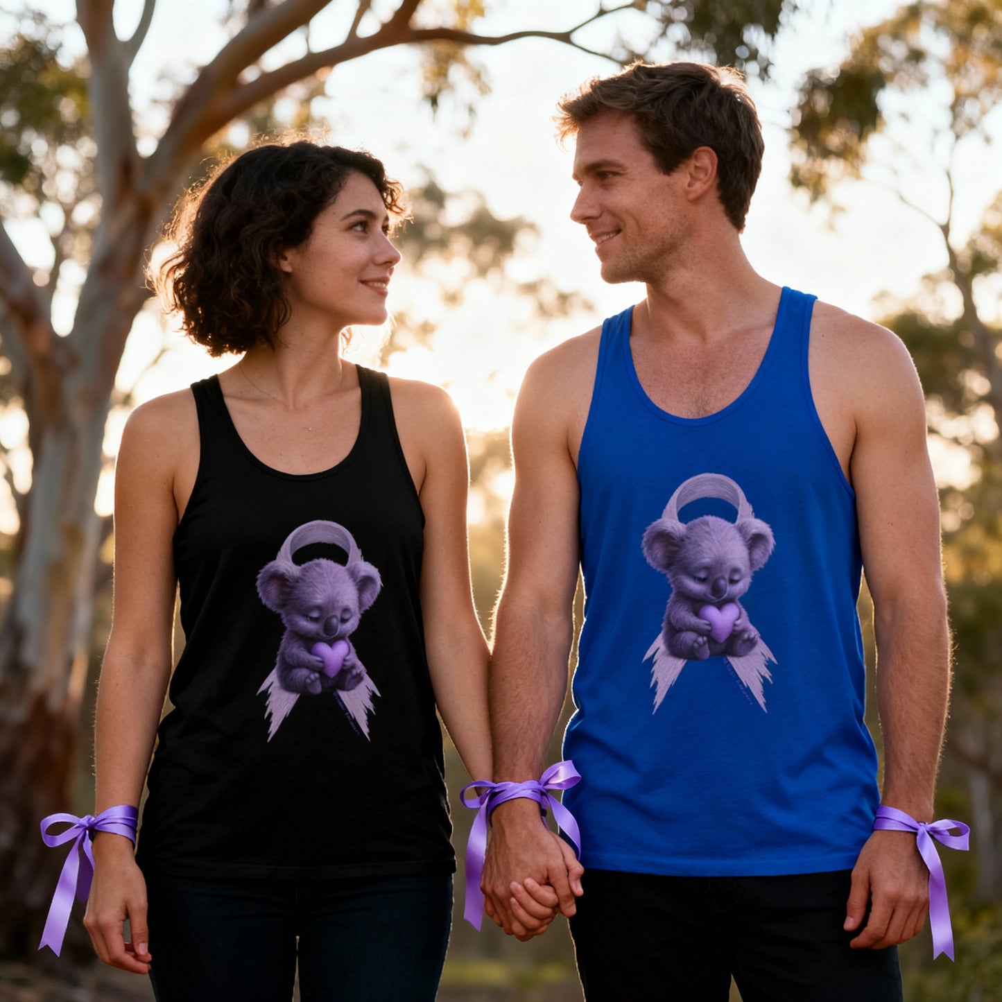 All Cancer Awareness Koala – Lavender Heart  - Adult Tank Top | Waratah and Wood Comfort and Courage Collection