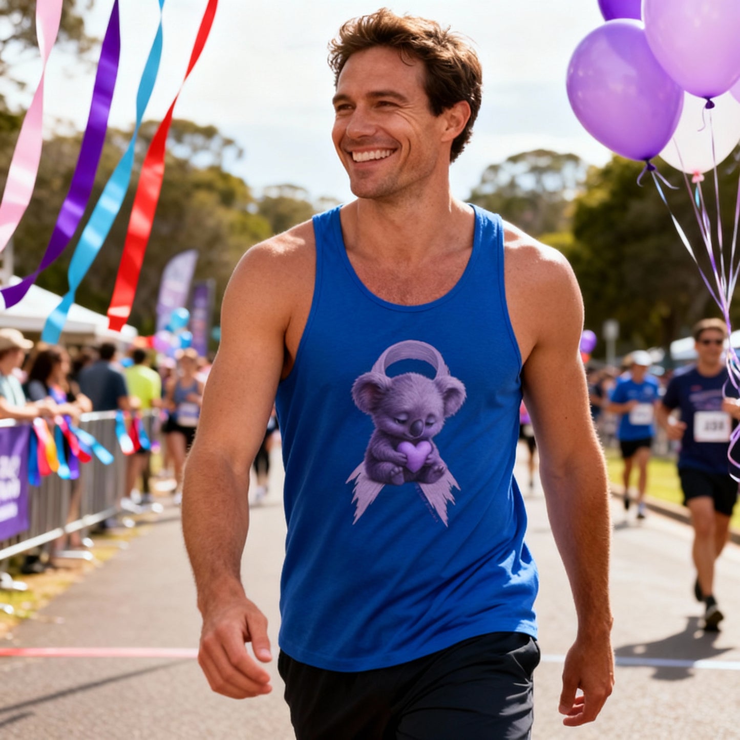 All Cancer Awareness Koala – Lavender Heart  - Adult Tank Top | Waratah and Wood Comfort and Courage Collection