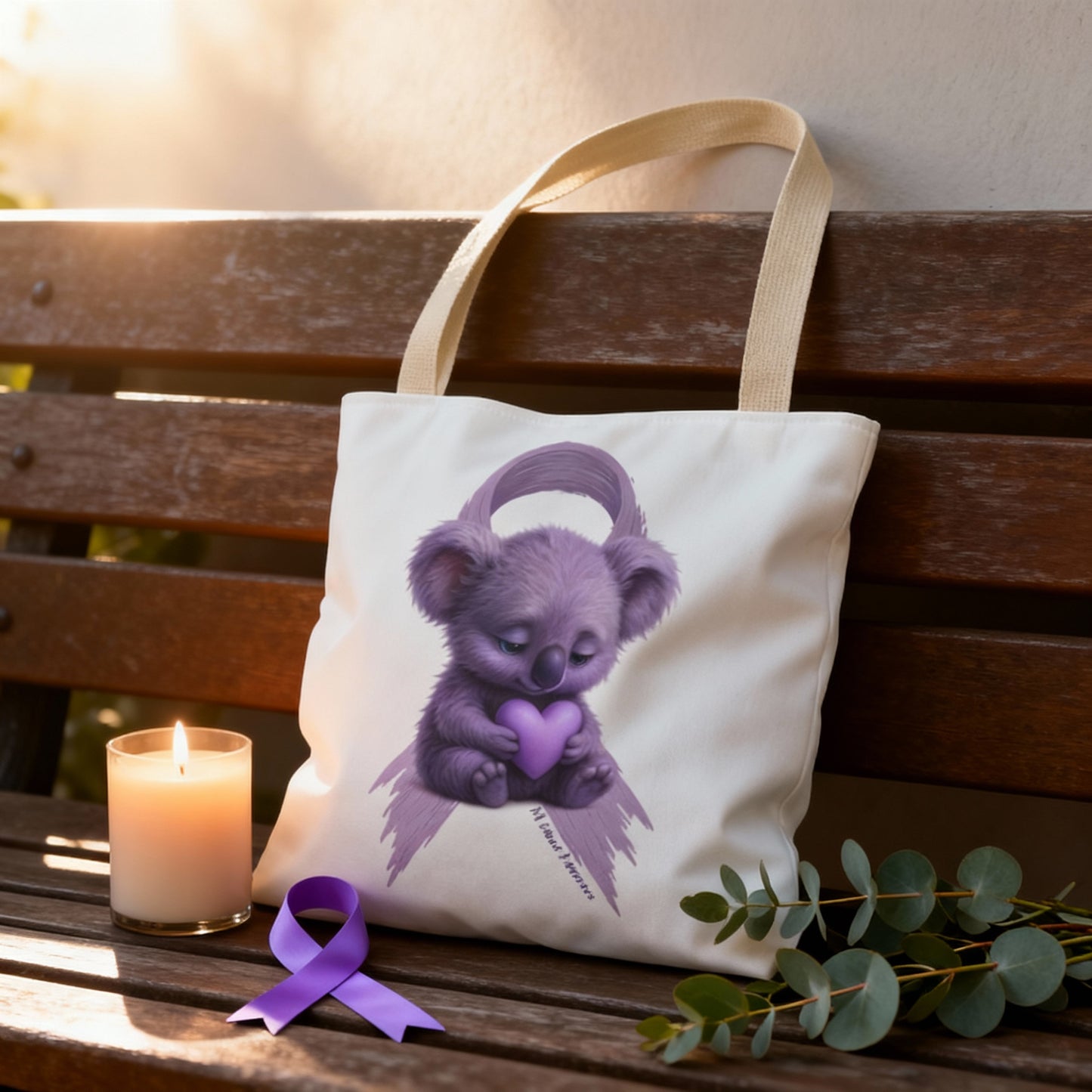 All Cancer Awareness Koala – Lavender Heart  - Tote Bag | Waratah and Wood Comfort and Courage Collection