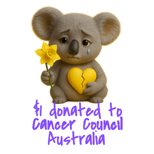 All Cancer Awareness Koala – Lavender Heart  - Set of 4 Coasters | Waratah and Wood Comfort and Courage Collection