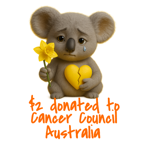 All Cancer Awareness Koala – Lavender Heart  - Adult T-Shirt | Waratah and Wood Comfort and Courage Collection