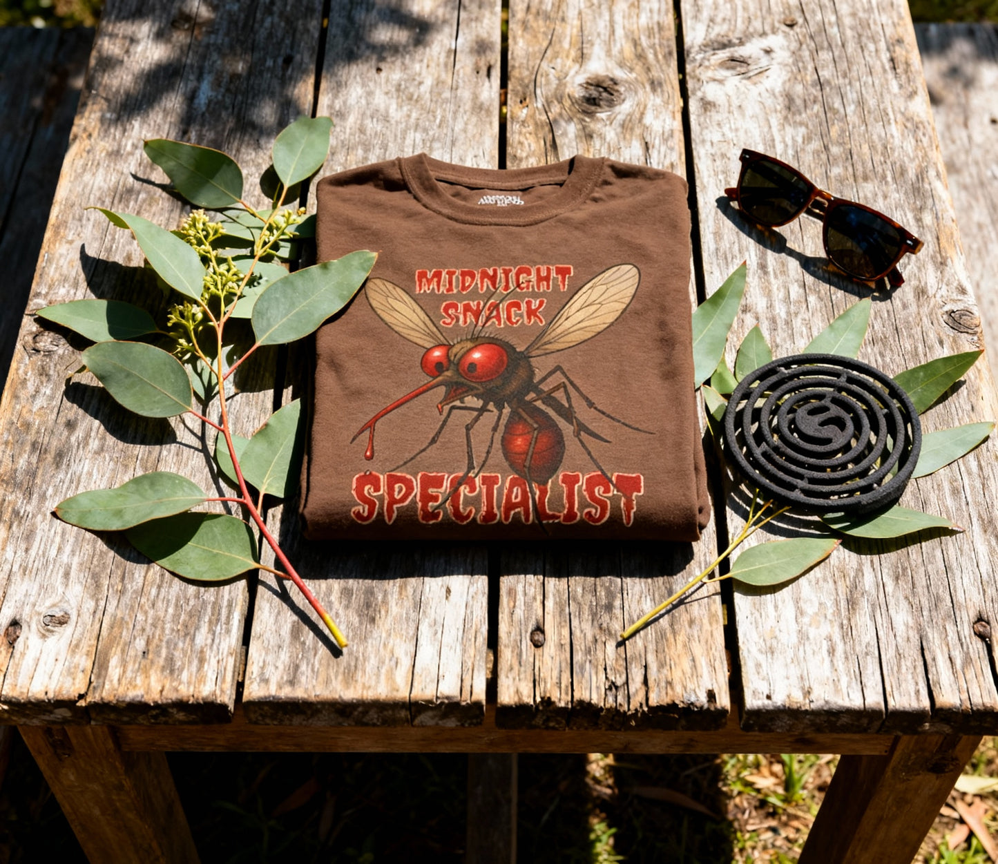 Midnight Snack Specialist – Adult T-Shirt | Funny Aussie Mozzie Vampire Design | Waratah and Wood Pride and Play Collection