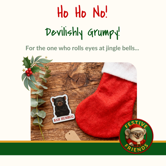 Bah Humbug Christmas – Die Cut Magnet | Tasmanian Devil Design | Gumleaf Gang Festive Friends