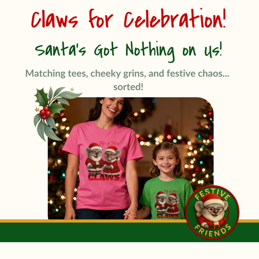 Mr and Mrs Claws – Kids T-Shirt | Koala Santa and Mrs Claws Design | Gumleaf Gang Festive Friends